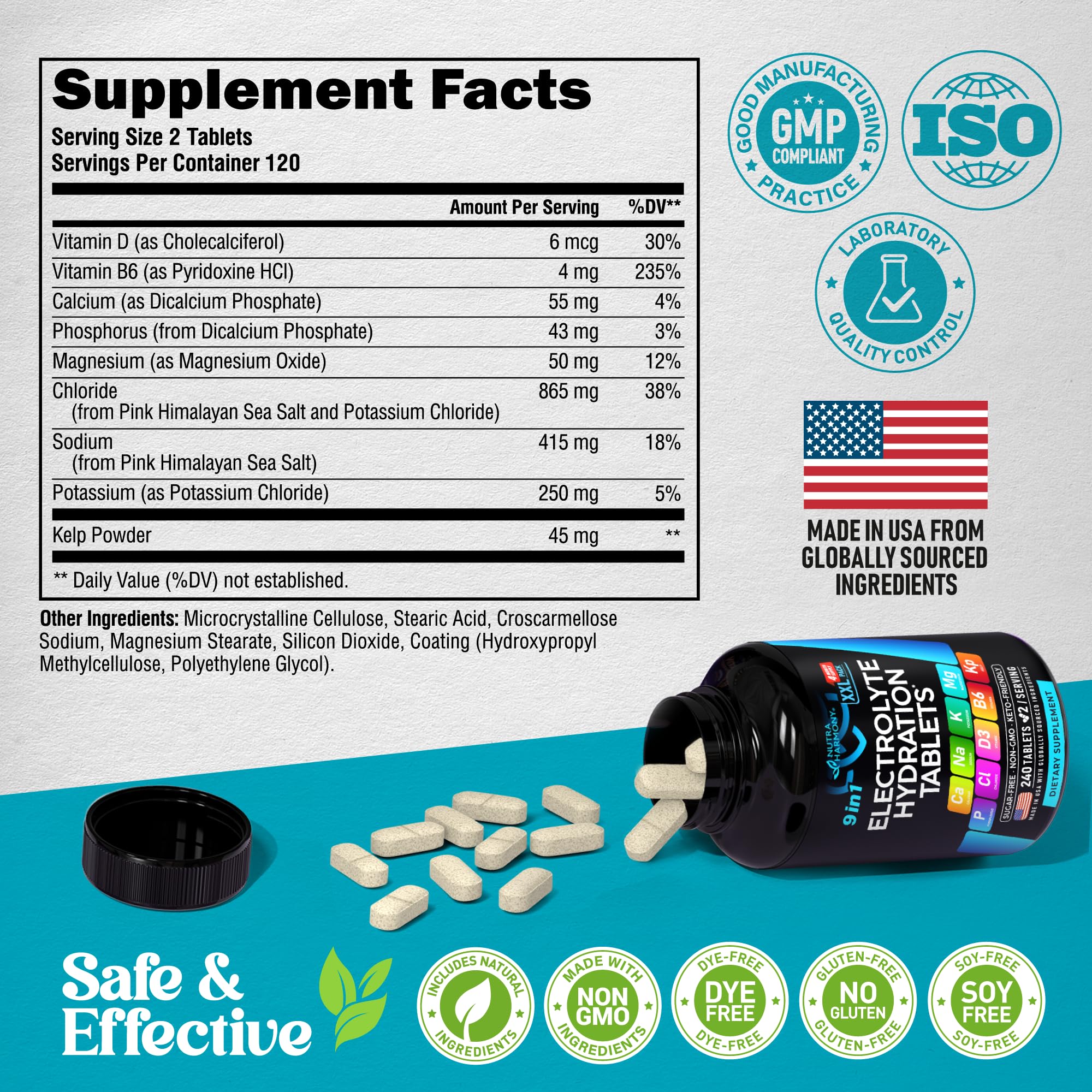 NUTRAHARMONY Electrolyte Tablets on a wooden table