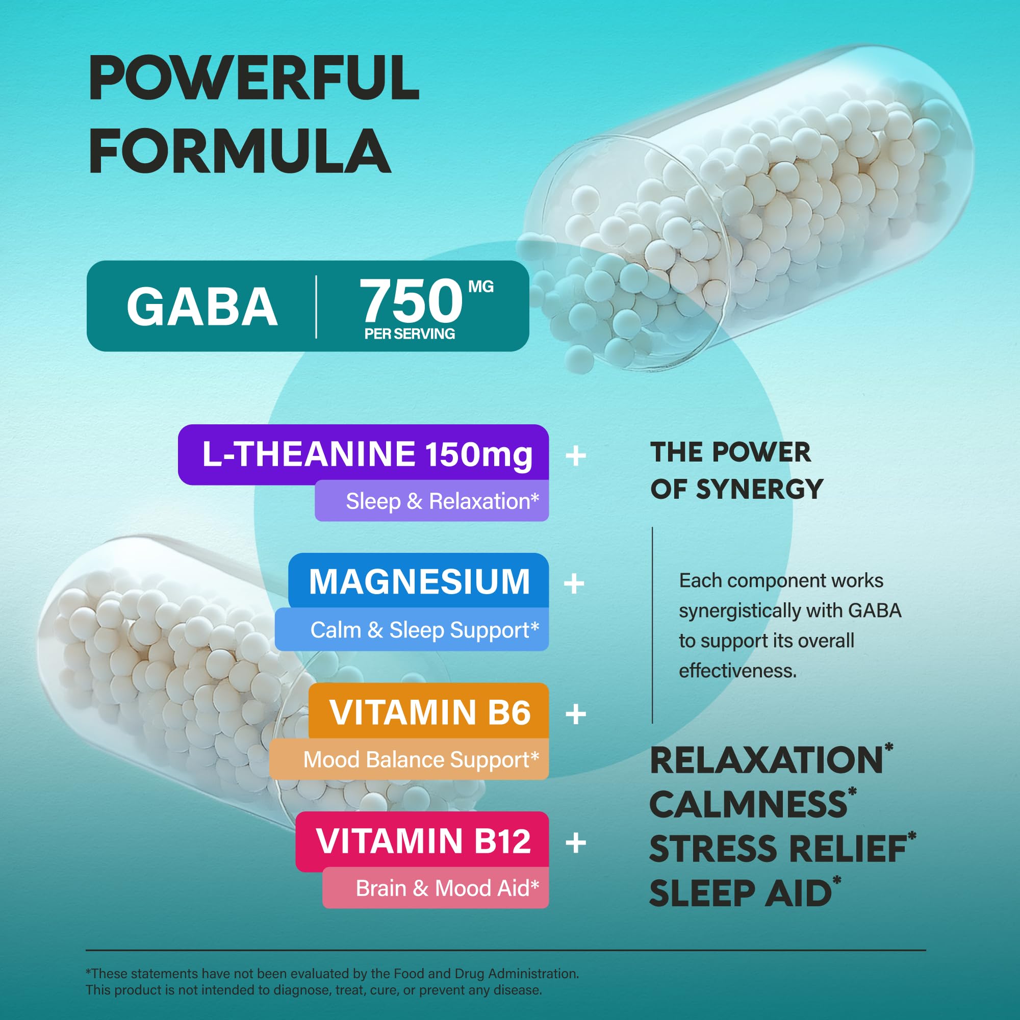 NUTRAHARMONY GABA 750MG Capsules lifestyle scene with water