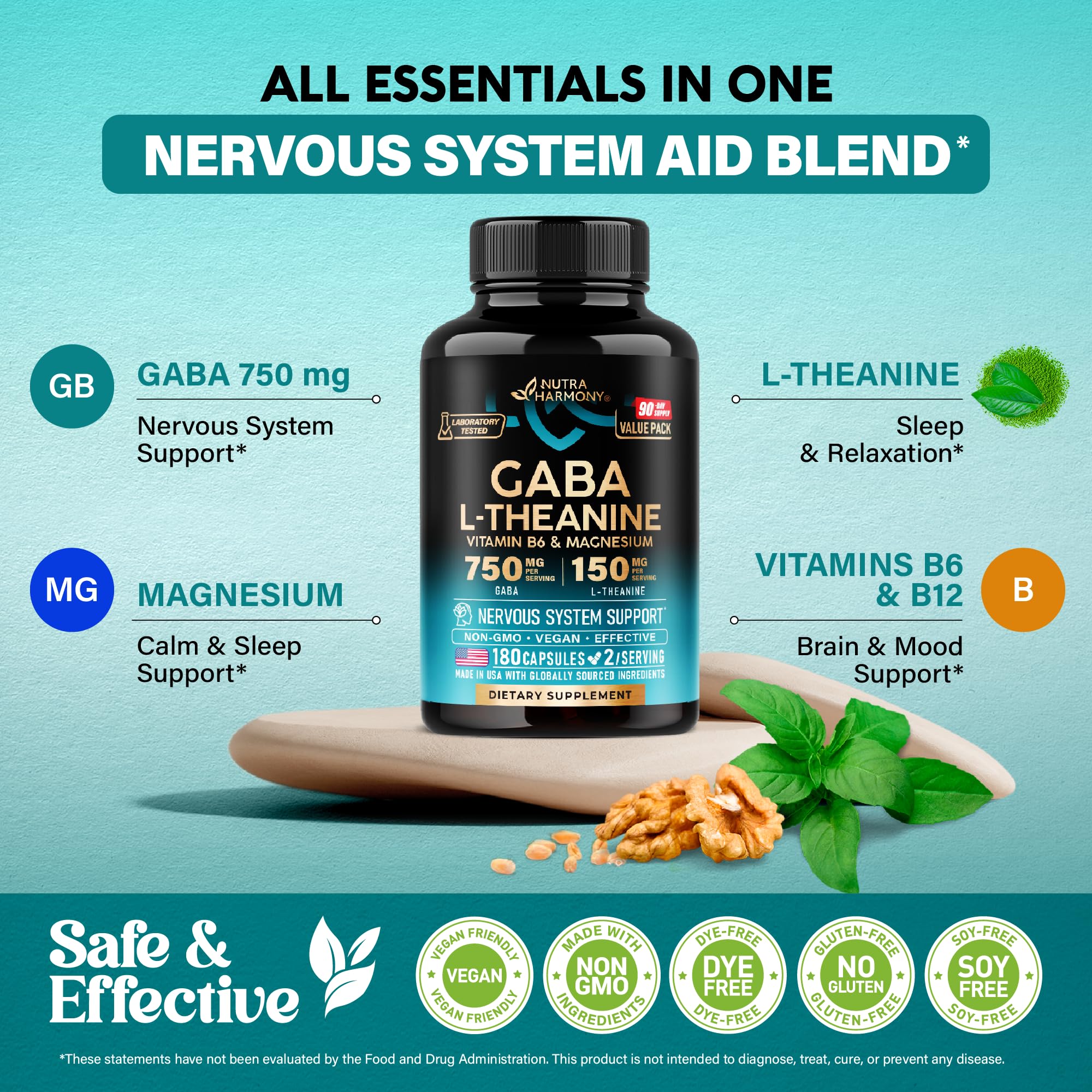 NUTRAHARMONY GABA 750MG Capsules side view