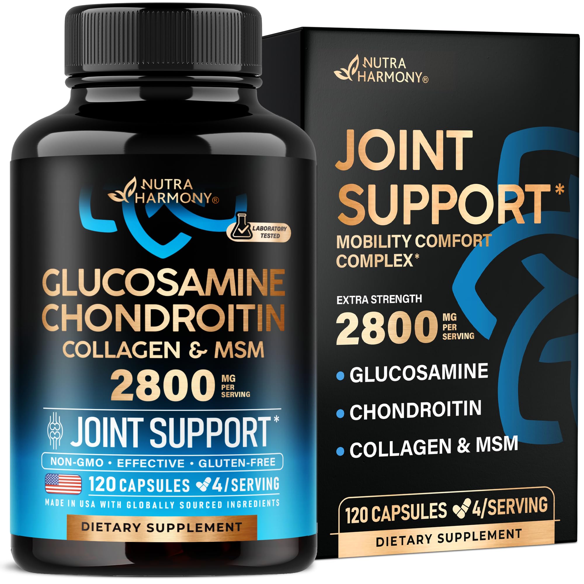 NUTRAHARMONY Glucosamine Chondroitin MSM capsules front view