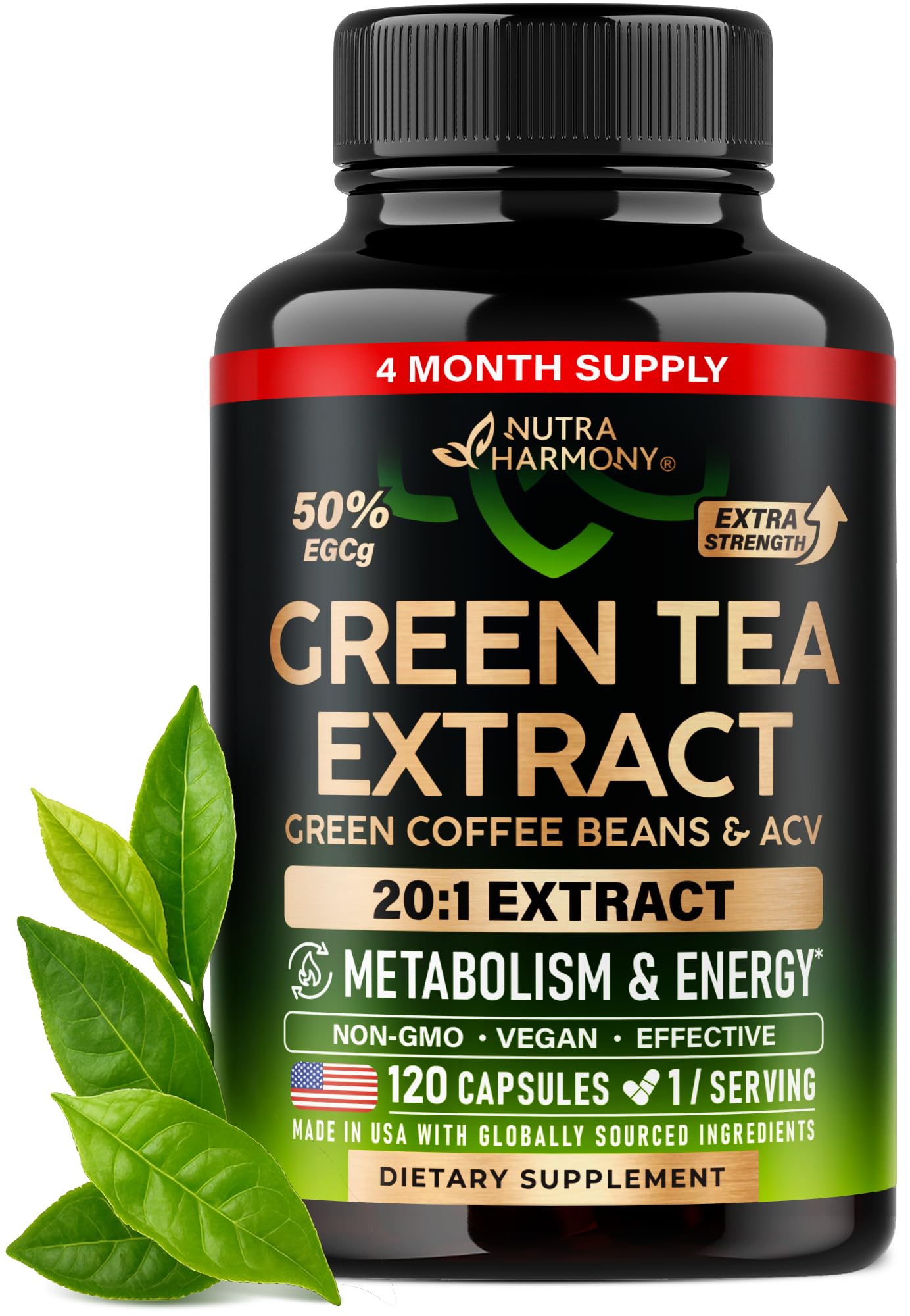 NUTRAHARMONY Green Coffee Bean Extract Capsules front view