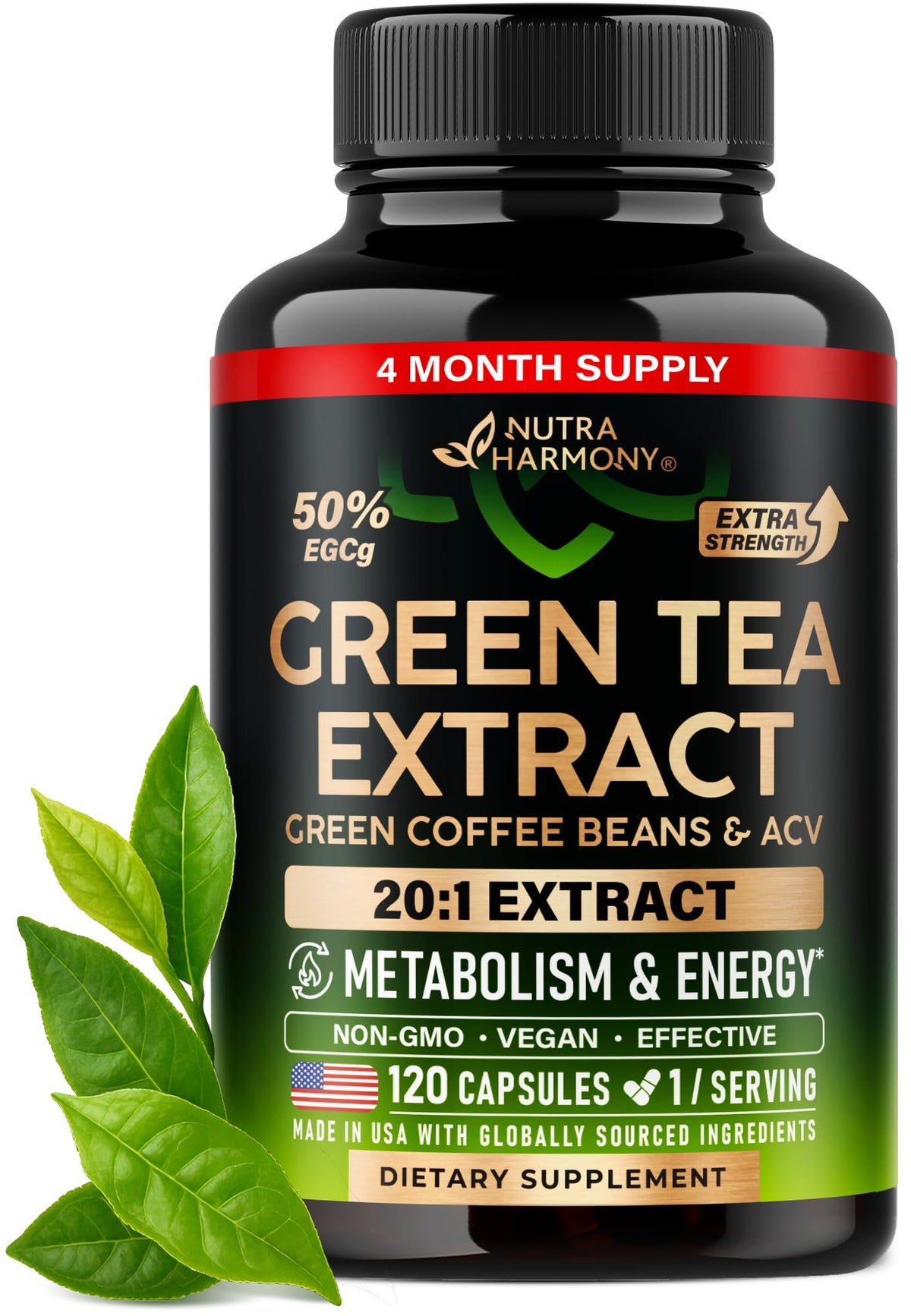 NUTRAHARMONY Green Coffee Bean Extract Capsules front view