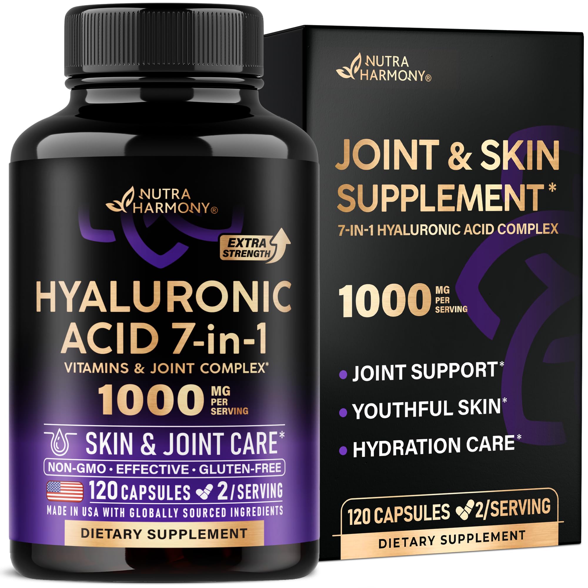 NUTRAHARMONY Hyaluronic Acid Complex 300mg capsules front view