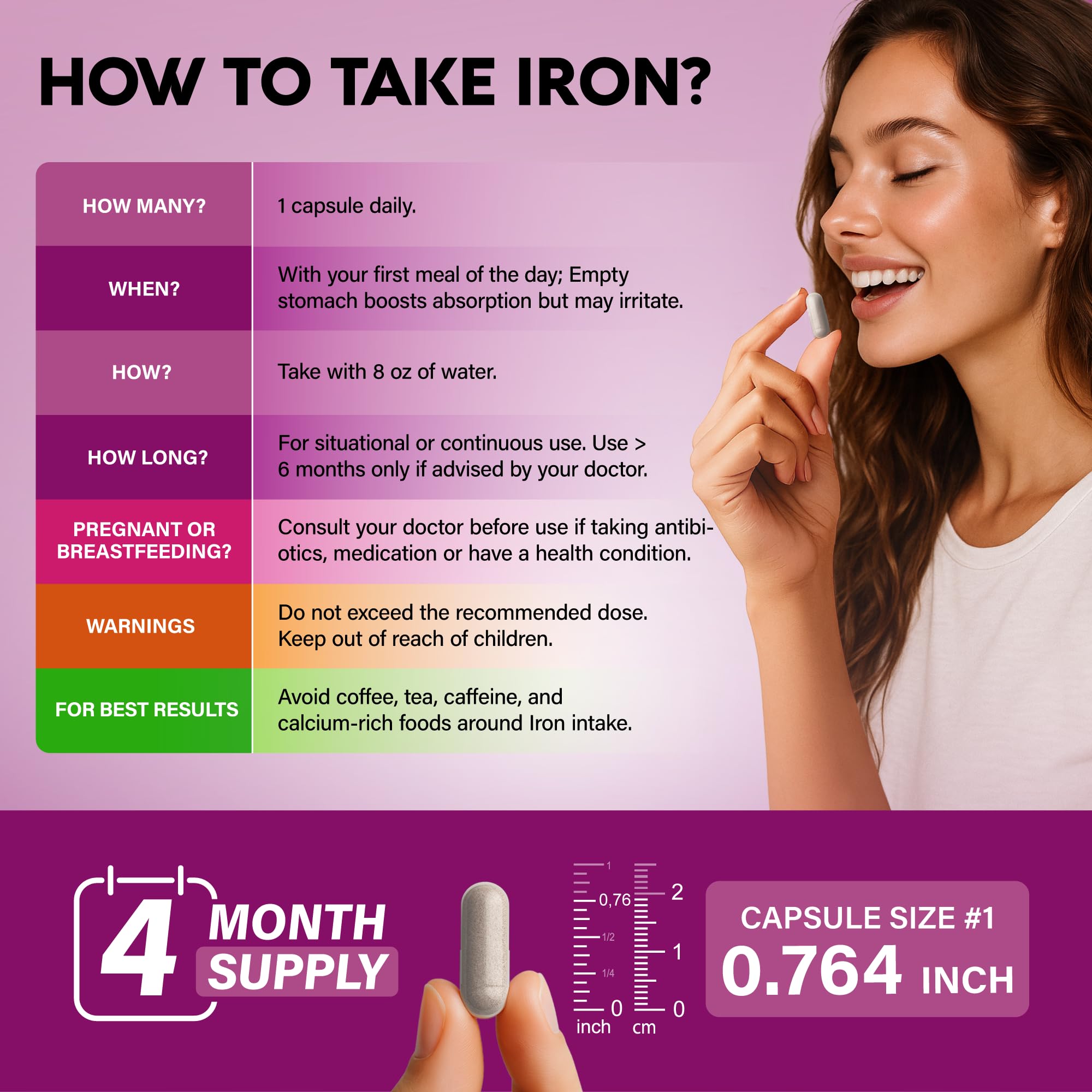 NUTRAHARMONY Iron Capsules 65mg slow release ingredients list