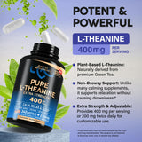 NUTRAHARMONY L-Theanine Supplement 400mg 60 Capsules label close-up