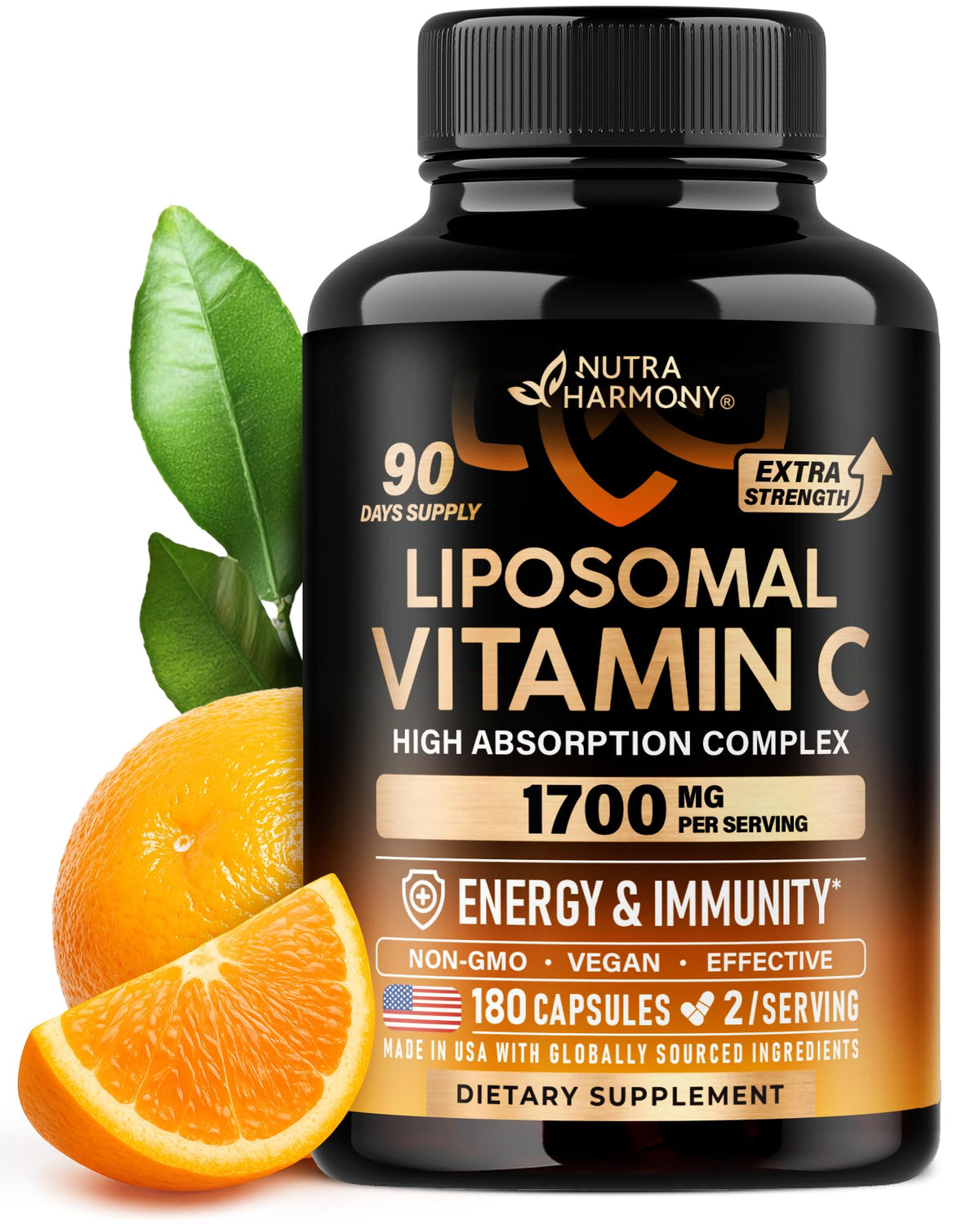 NUTRAHARMONY Liposomal Vitamin C 1700mg front view of packaging