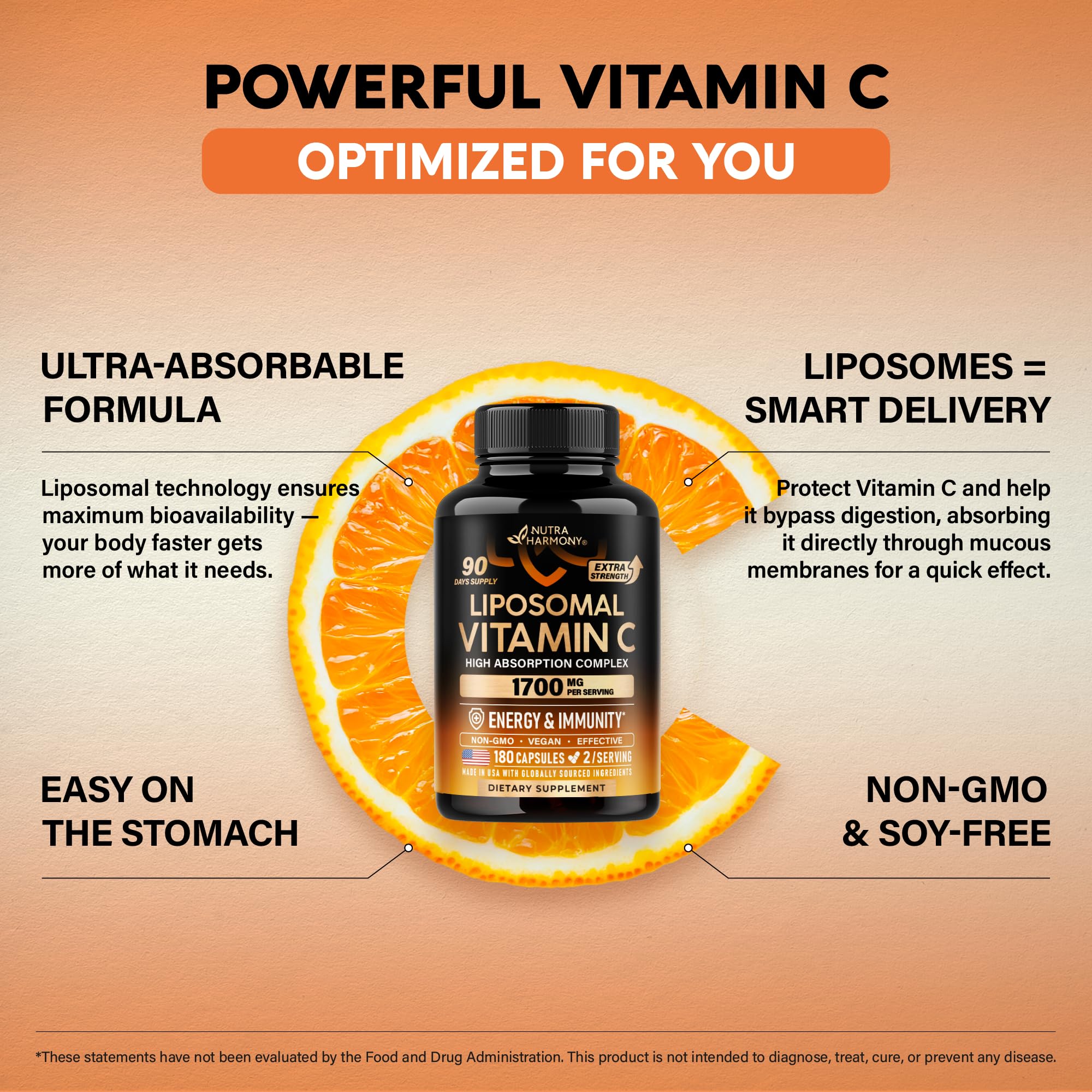 NUTRAHARMONY Liposomal Vitamin C 1700mg ingredients list