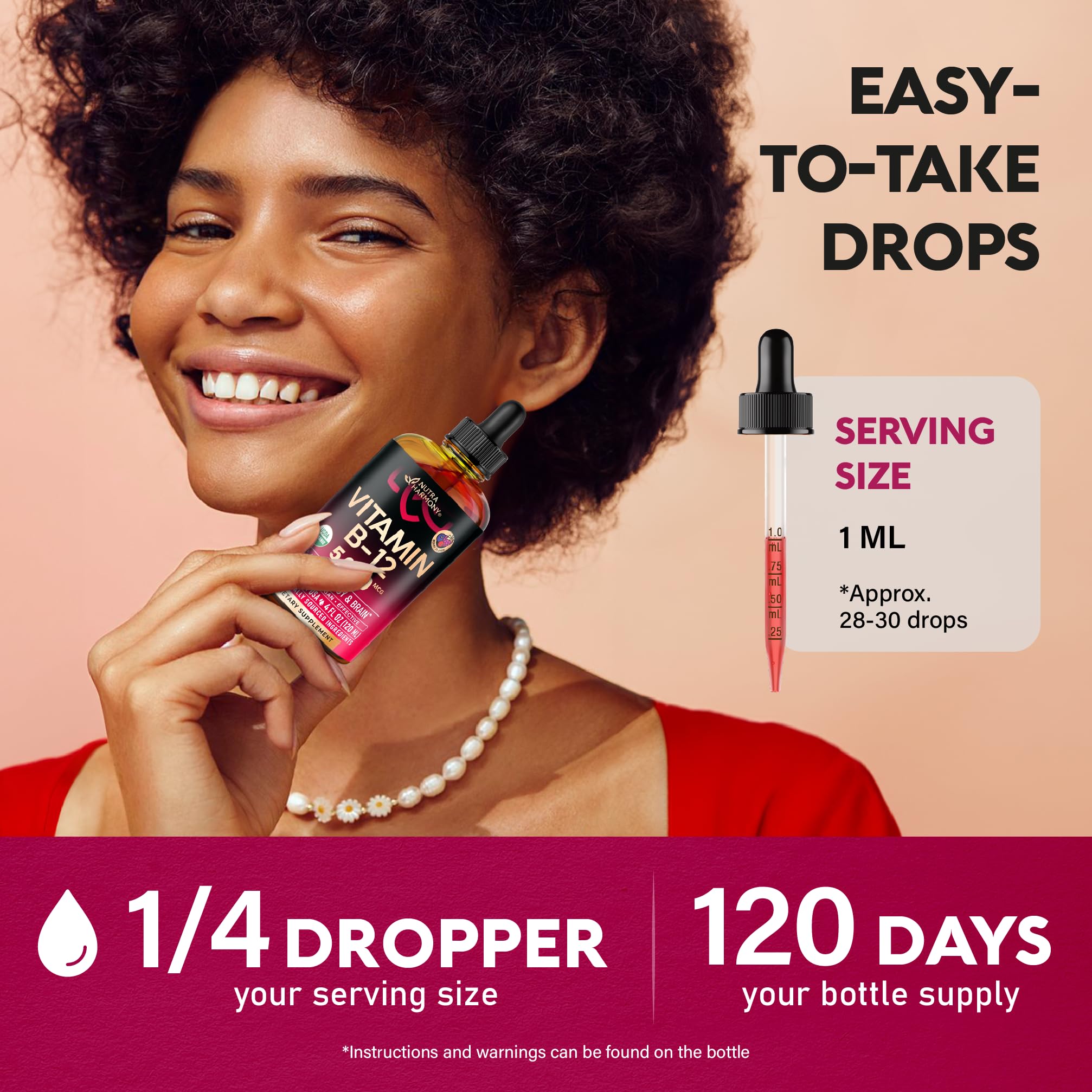 NUTRAHARMONY Liquid Vitamin B12 Drops 5000 mcg ingredients list