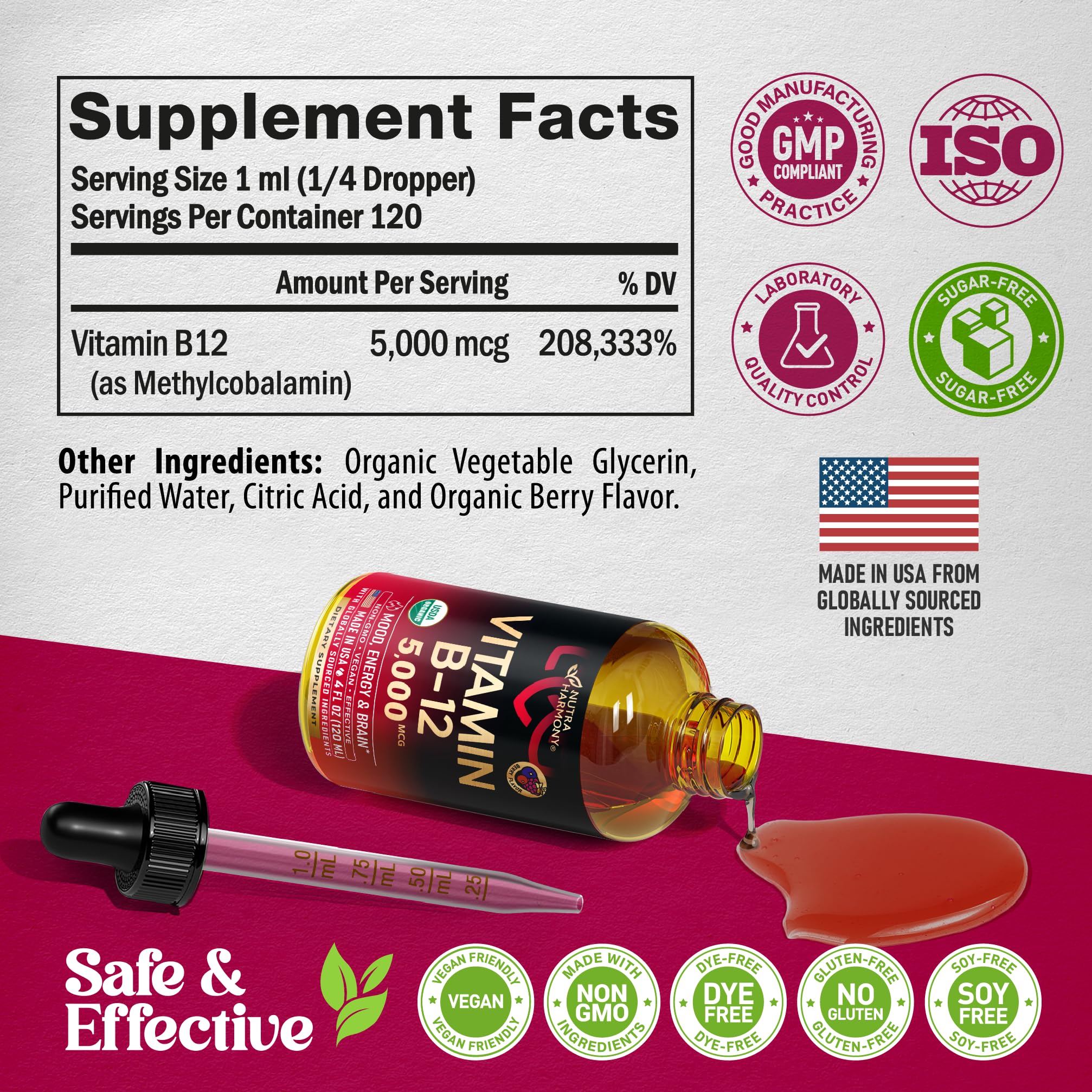 NUTRAHARMONY Liquid Vitamin B12 Drops 5000 mcg lifestyle scene
