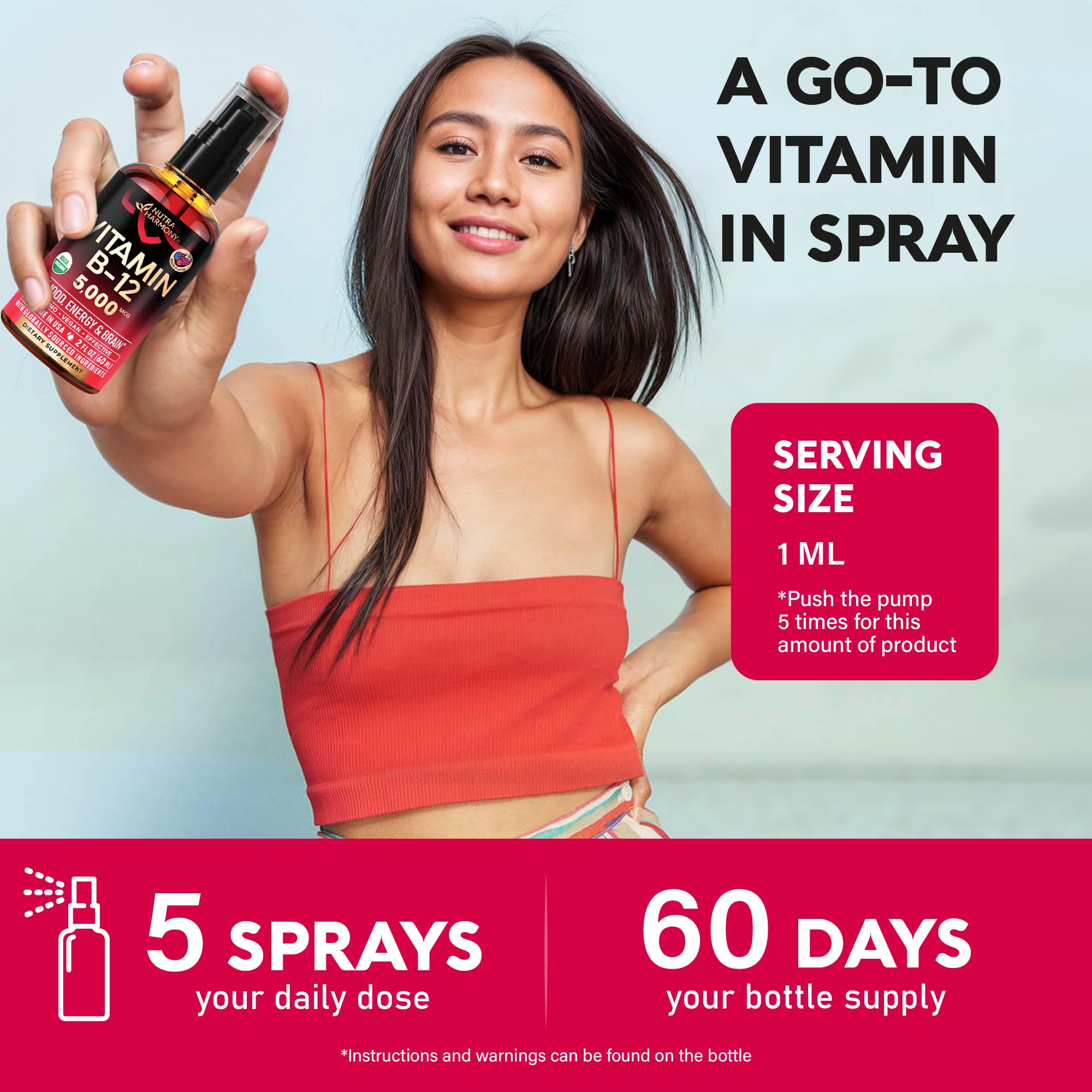 NUTRAHARMONY Liquid Vitamin B12 Spray close-up of nozzle
