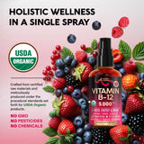 NUTRAHARMONY Liquid Vitamin B12 Spray with dosage instructions