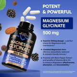 NUTRAHARMONY Magnesium Glycinate 500 mg Capsules bottle with label