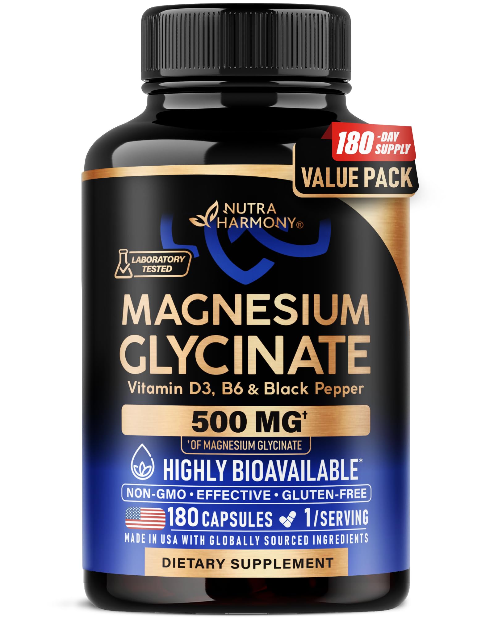 NUTRAHARMONY Magnesium Glycinate 500 mg Capsules front view