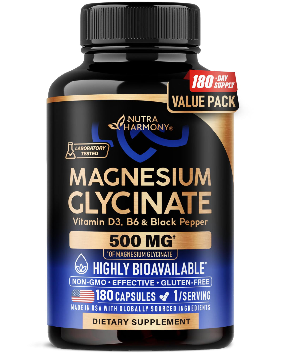NUTRAHARMONY Magnesium Glycinate 500 mg Capsules front view