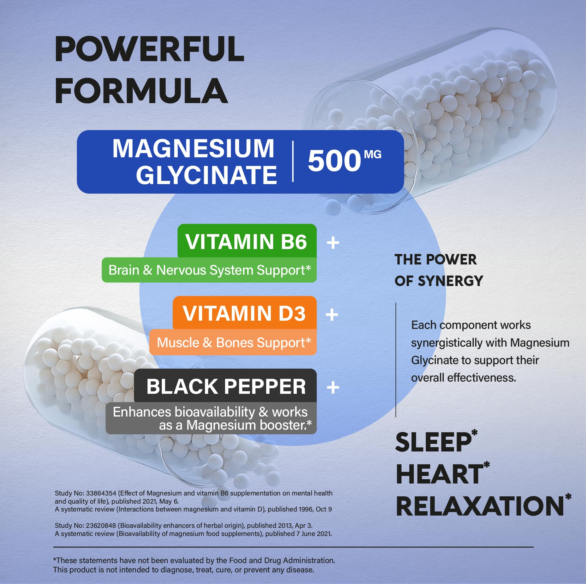 NUTRAHARMONY Magnesium Glycinate 500 mg Capsules with measuring spoon