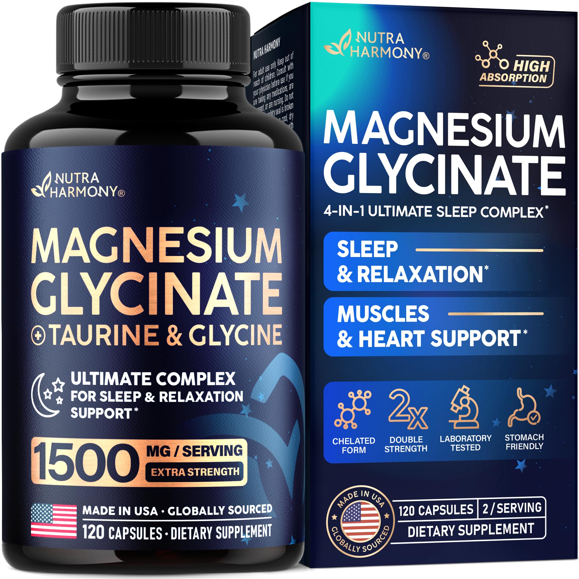 NUTRAHARMONY Magnesium Glycinate For Sleep Complex front view