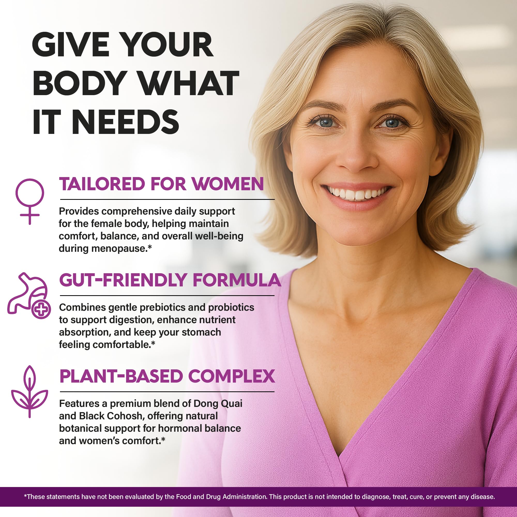 NUTRAHARMONY Menopause Supplement 25-in-1 side view with label