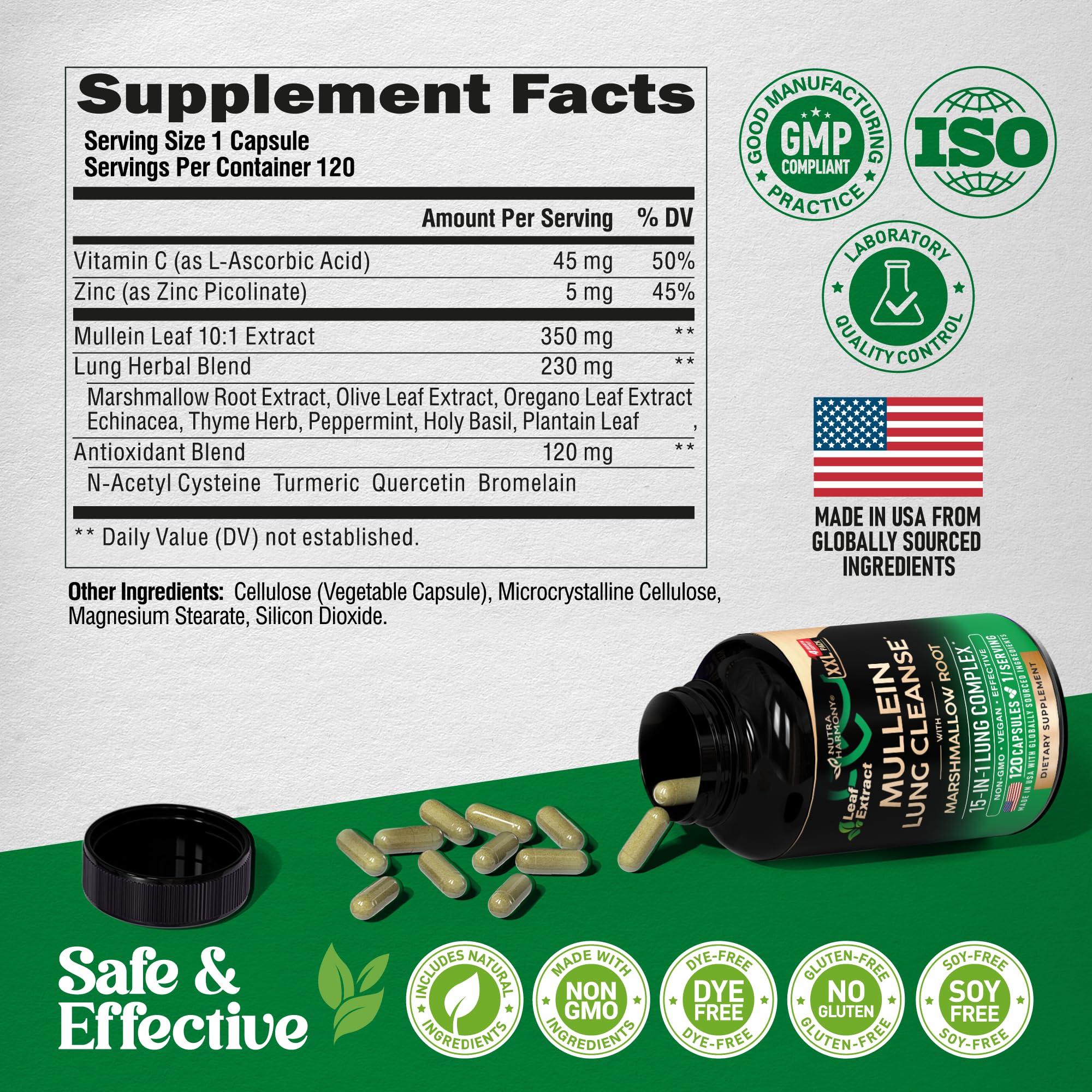 NUTRAHARMONY Mullein Capsules 10:1 Extract 350mg ingredients list