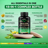NUTRAHARMONY Mullein Leaf Extract capsules on a wooden surface