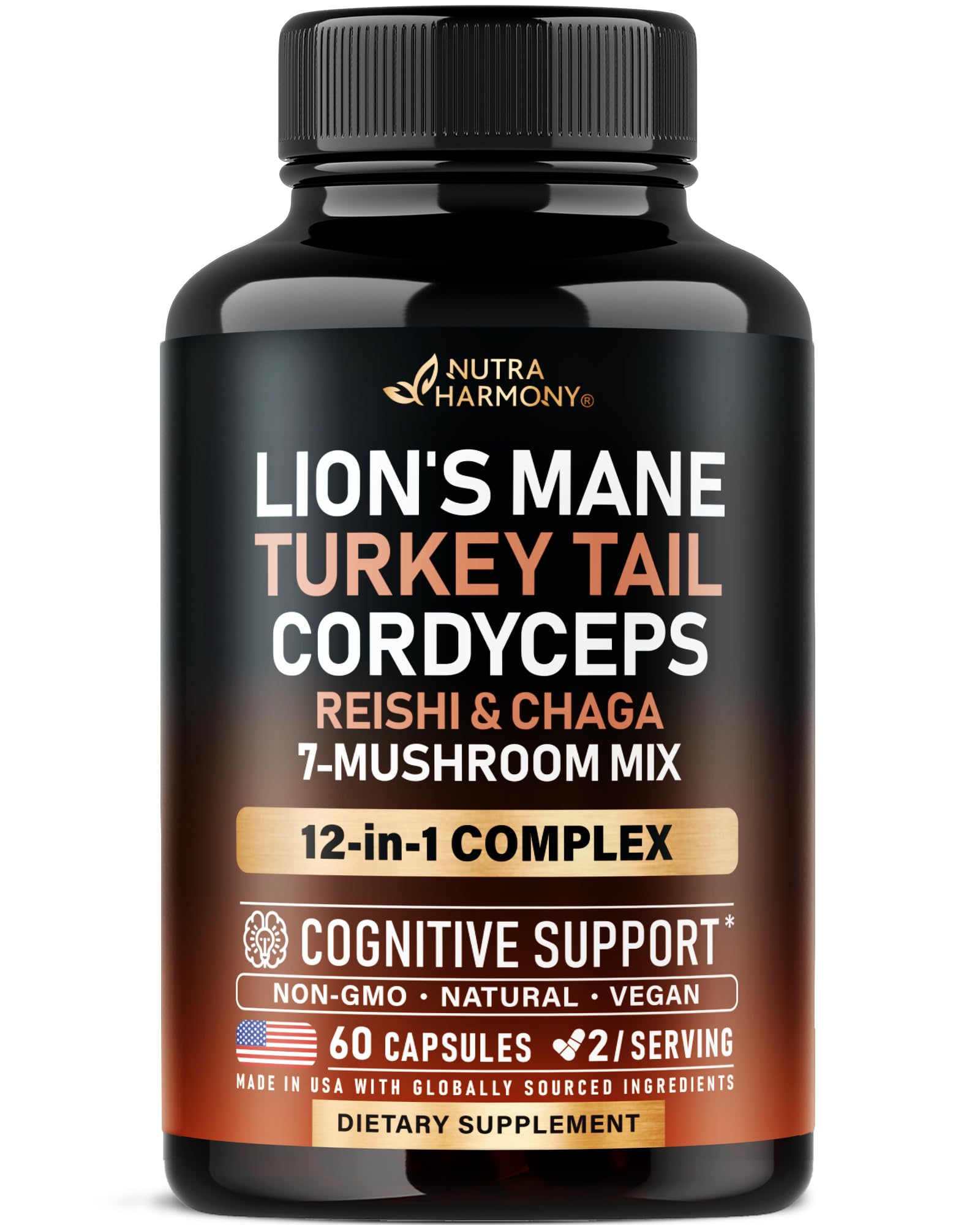 NUTRAHARMONY Mushroom Complex Capsules front view with label