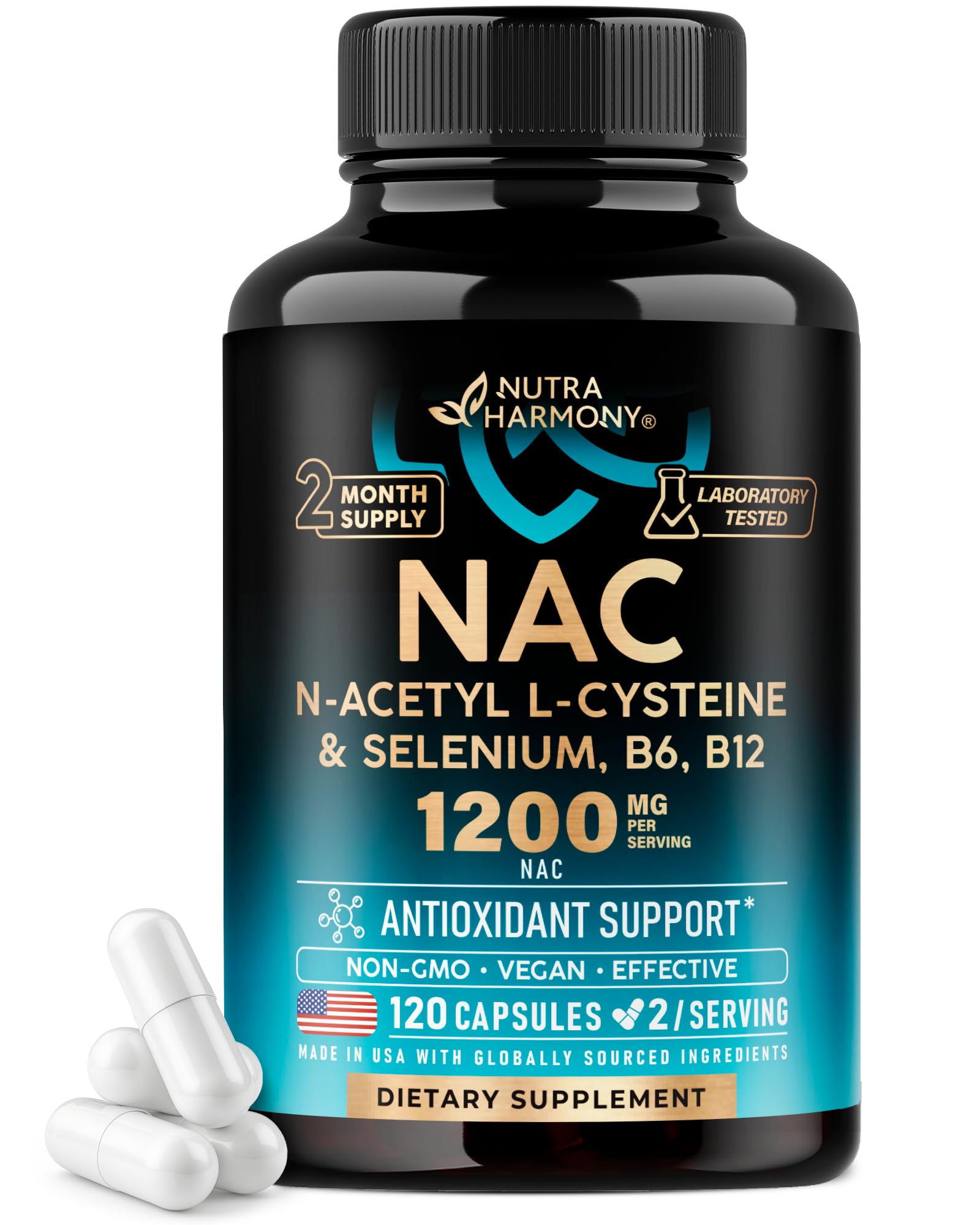 NUTRAHARMONY NAC 1200 mg capsules front view