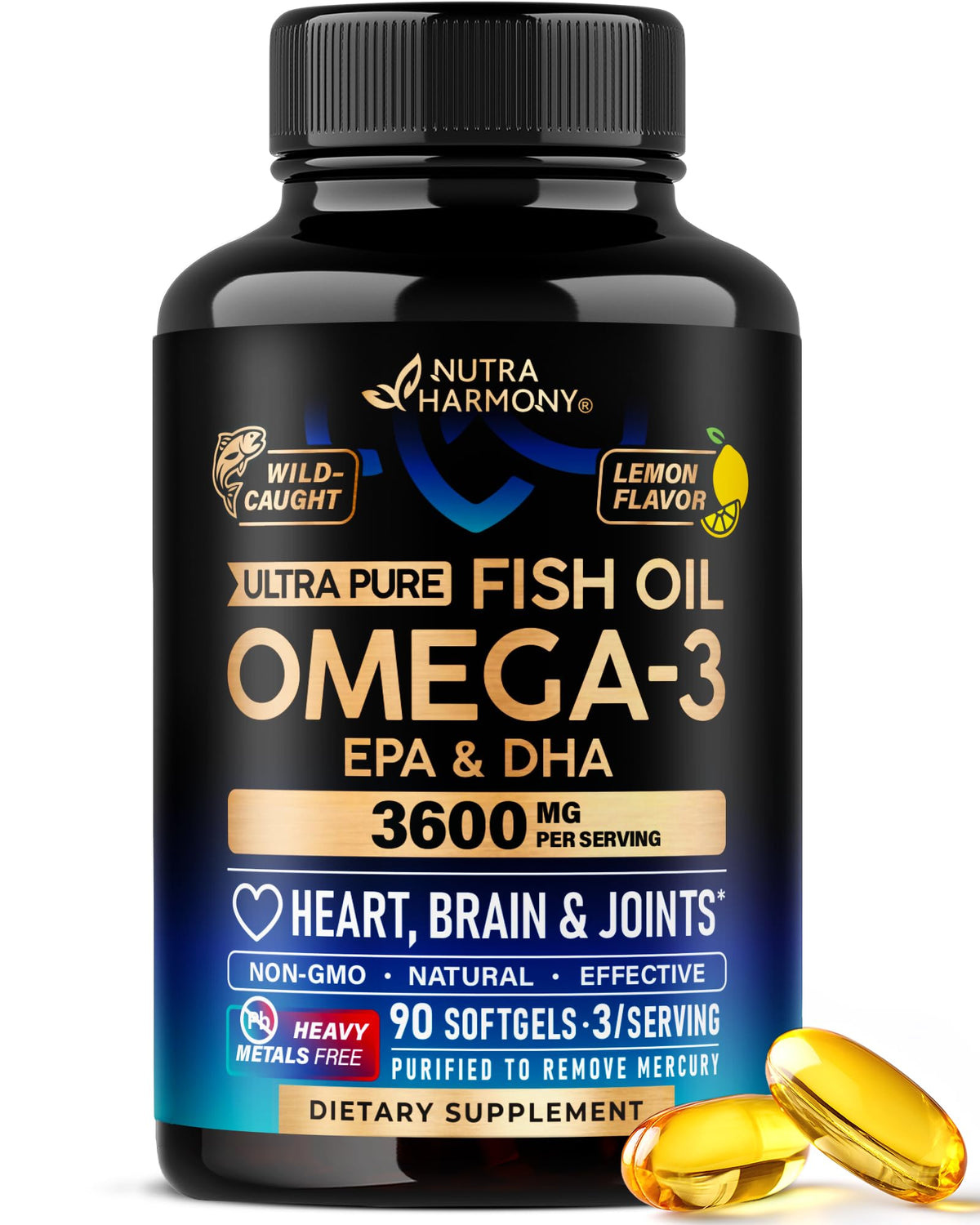NUTRAHARMONY Omega-3 Fish Oil 3600 mg softgels front view