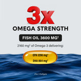 NUTRAHARMONY Omega-3 Fish Oil 3600 mg softgels on a wooden table