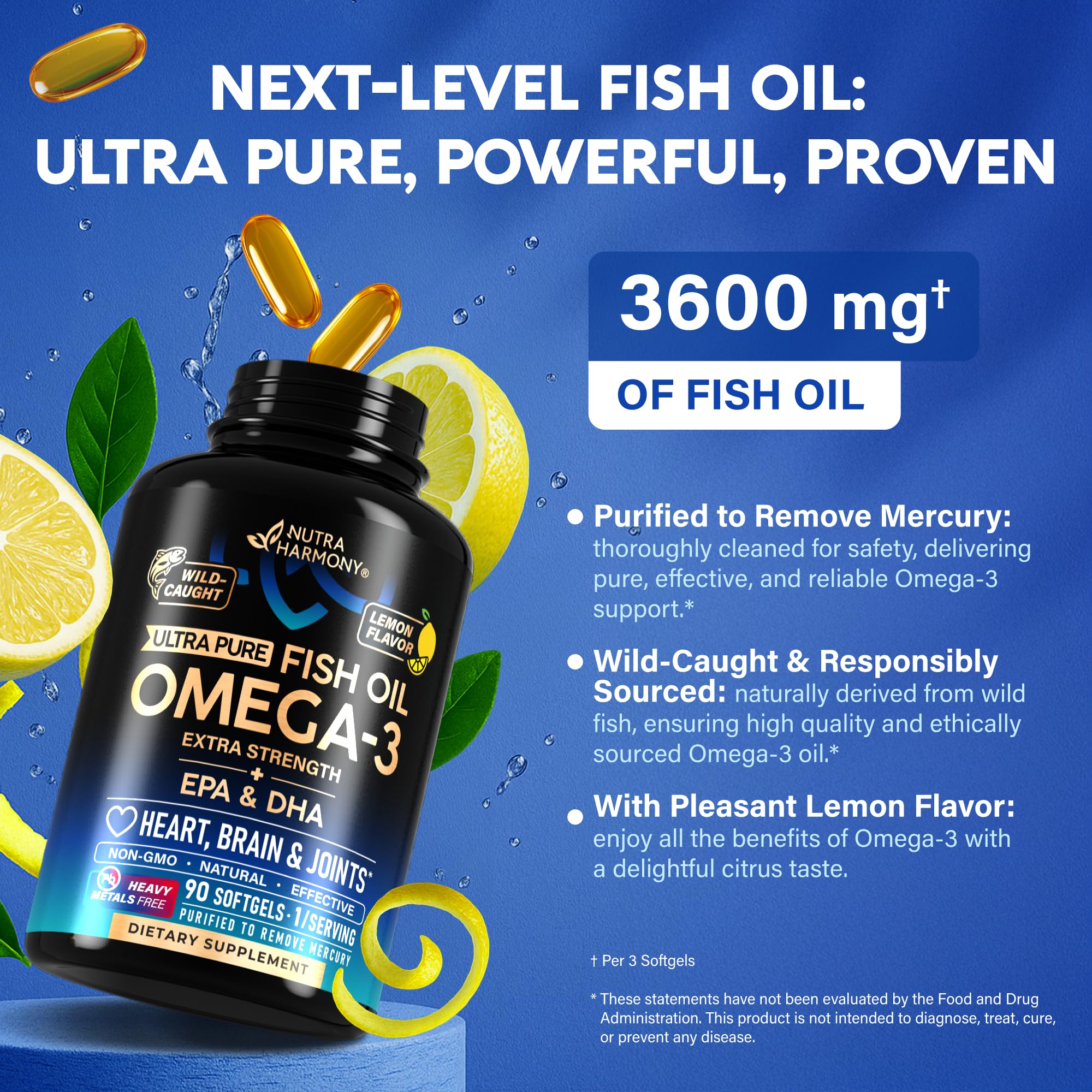 NUTRAHARMONY Omega-3 Fish Oil 3600 mg softgels packaging