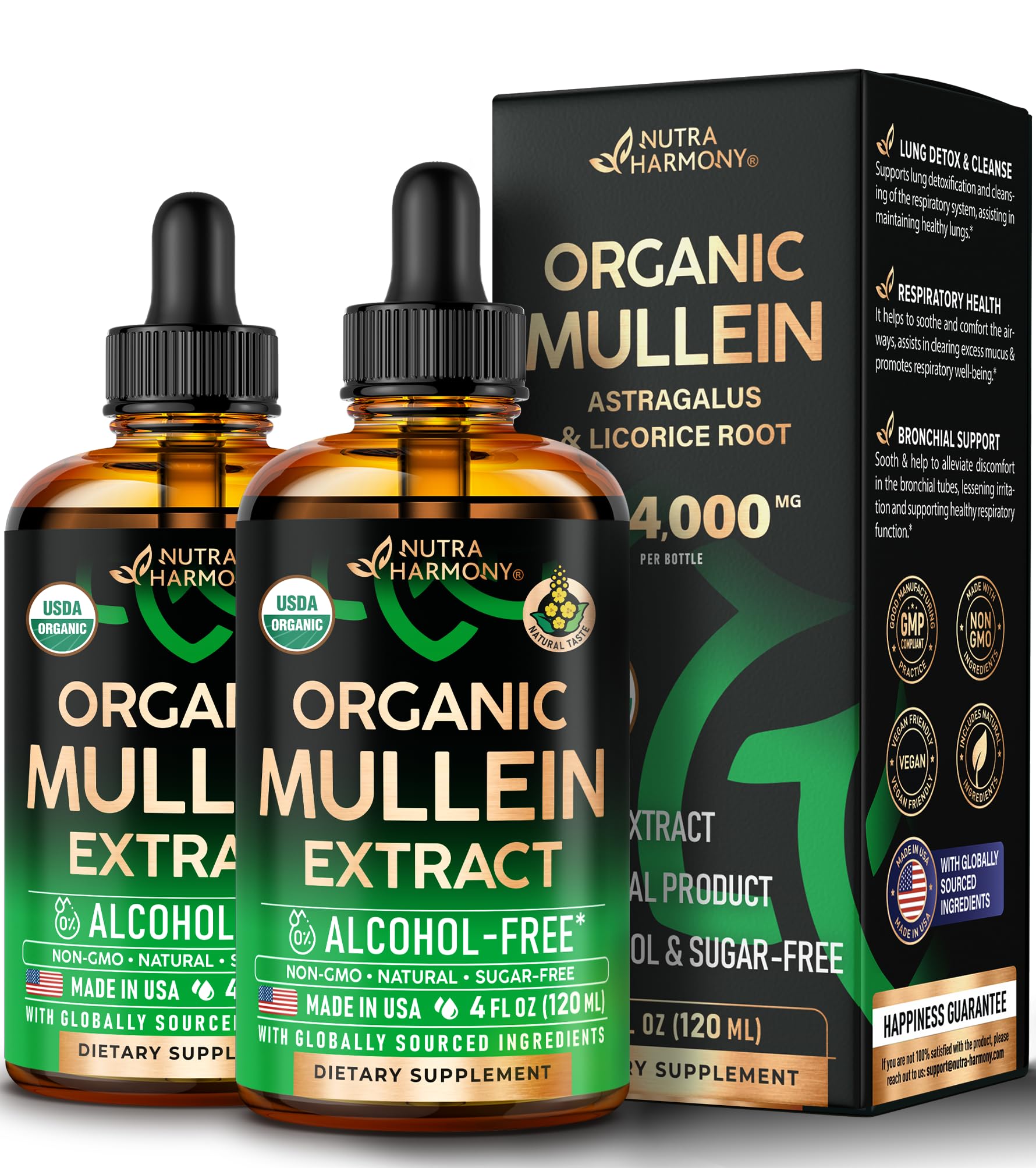 NUTRAHARMONY Organic Mullein Drops bottle front view