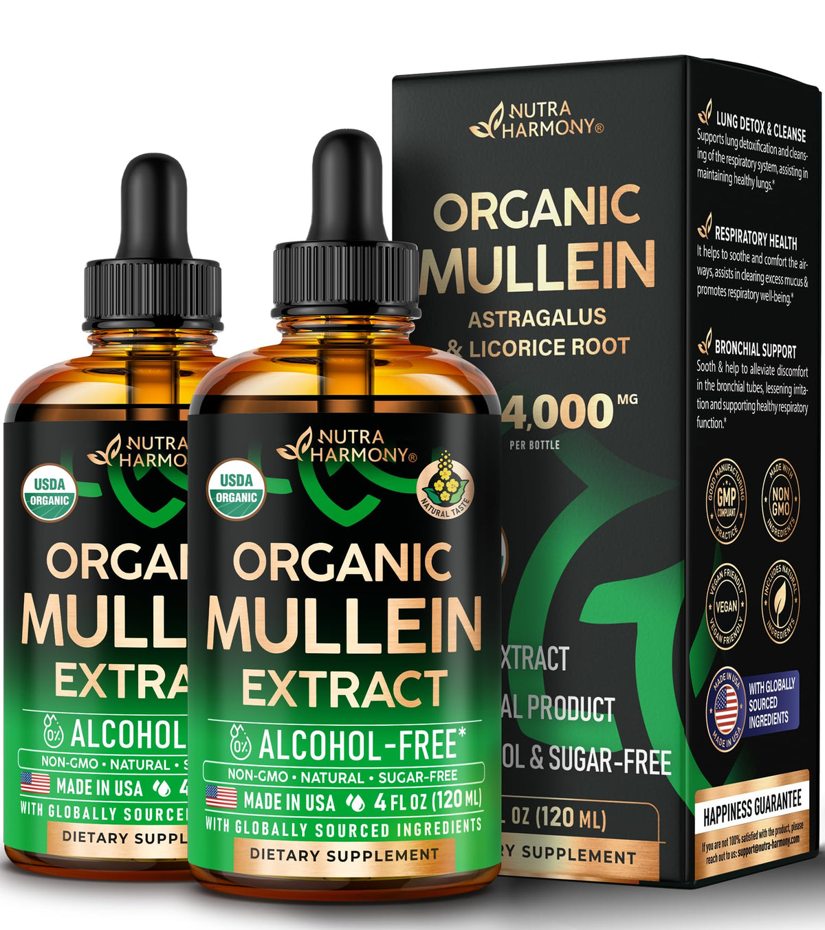 NUTRAHARMONY Organic Mullein Drops bottle front view
