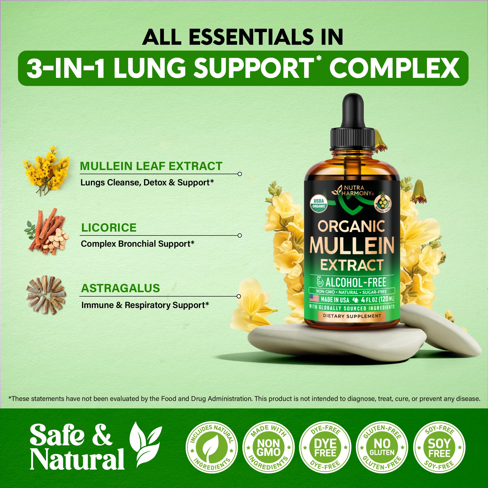 NUTRAHARMONY Organic Mullein Drops packaging