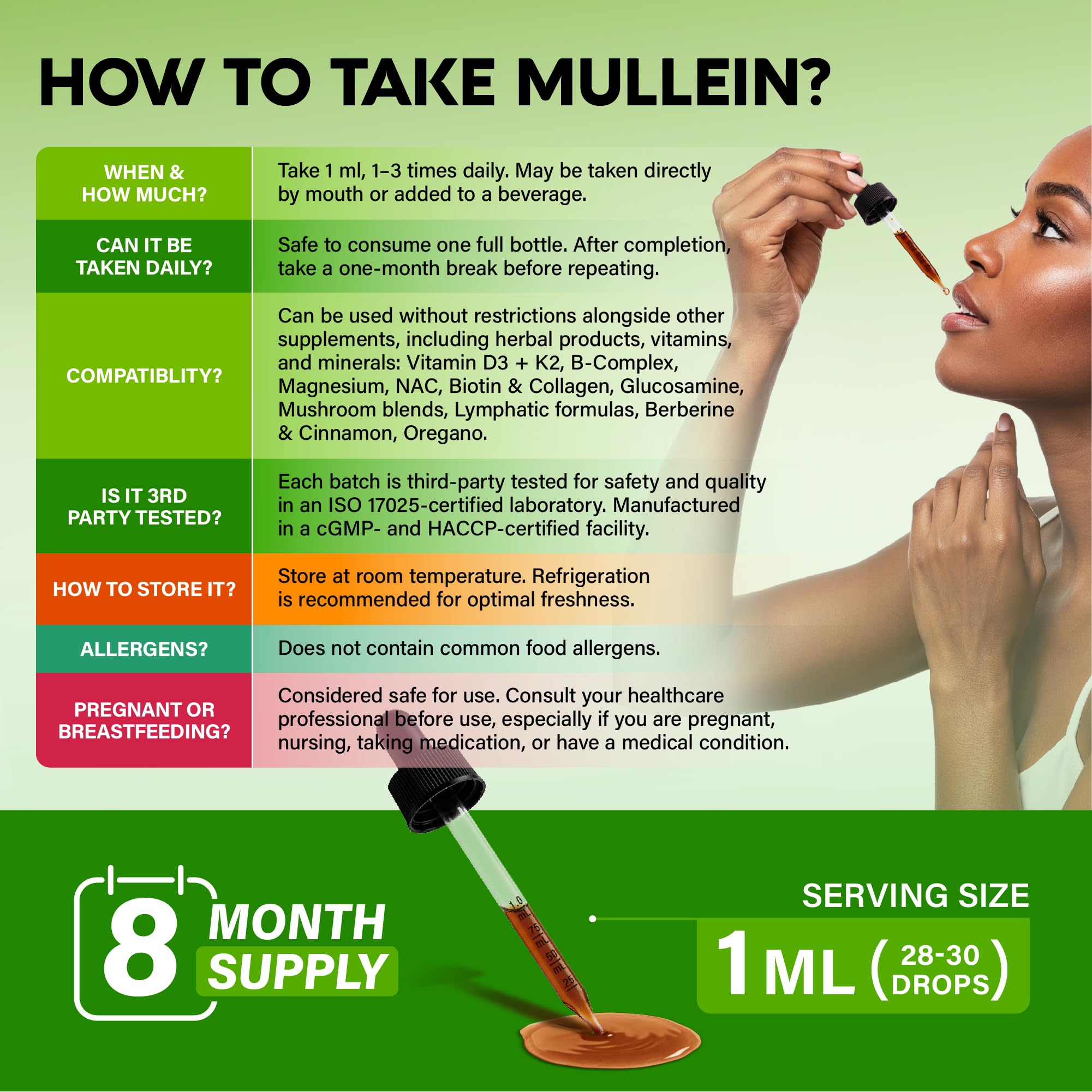 NUTRAHARMONY Organic Mullein Drops with herbal background