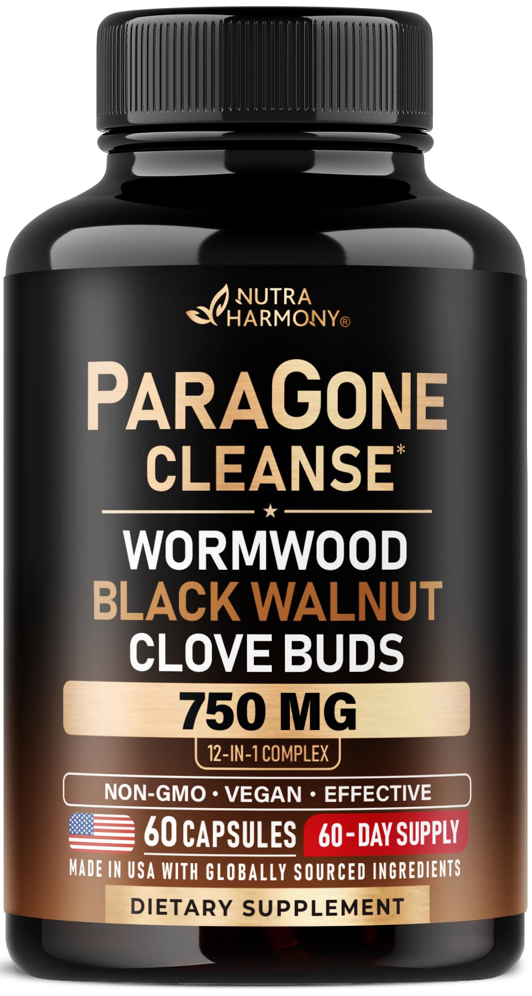 NUTRAHARMONY ParaGone Cleanse Complex 750mg front view