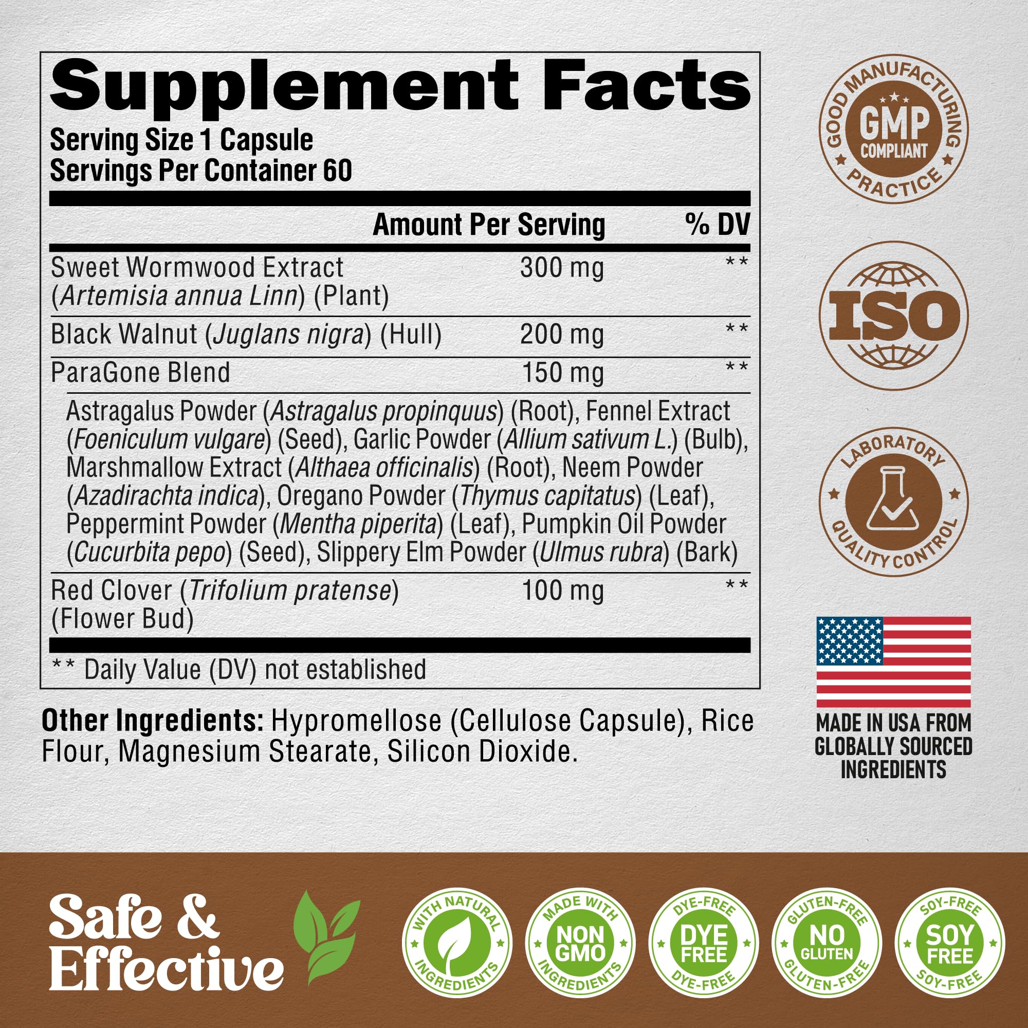 NUTRAHARMONY ParaGone Cleanse Complex 750mg with measuring spoon