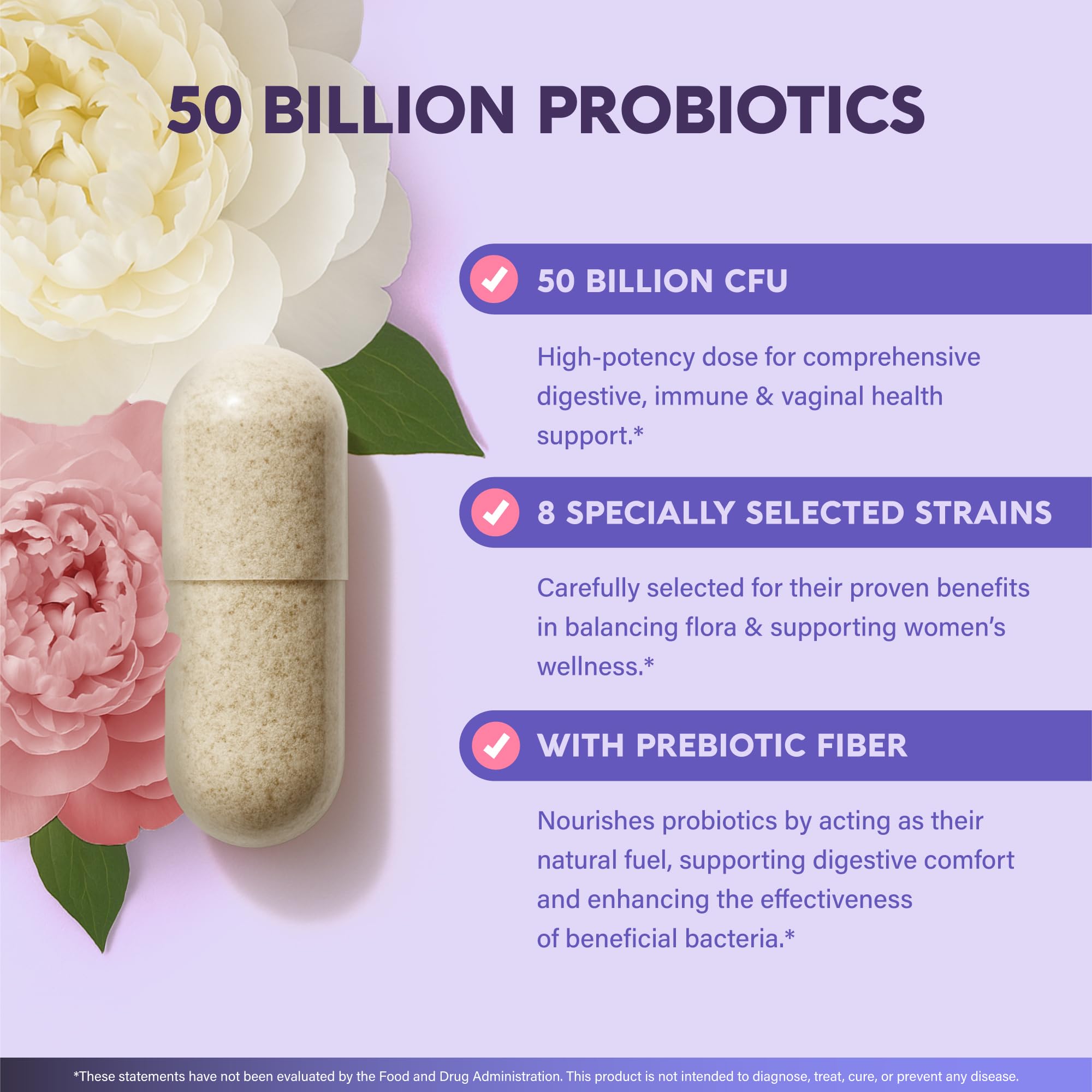 NUTRAHARMONY Probiotics for Women 50 Billion CFU capsule with packaging