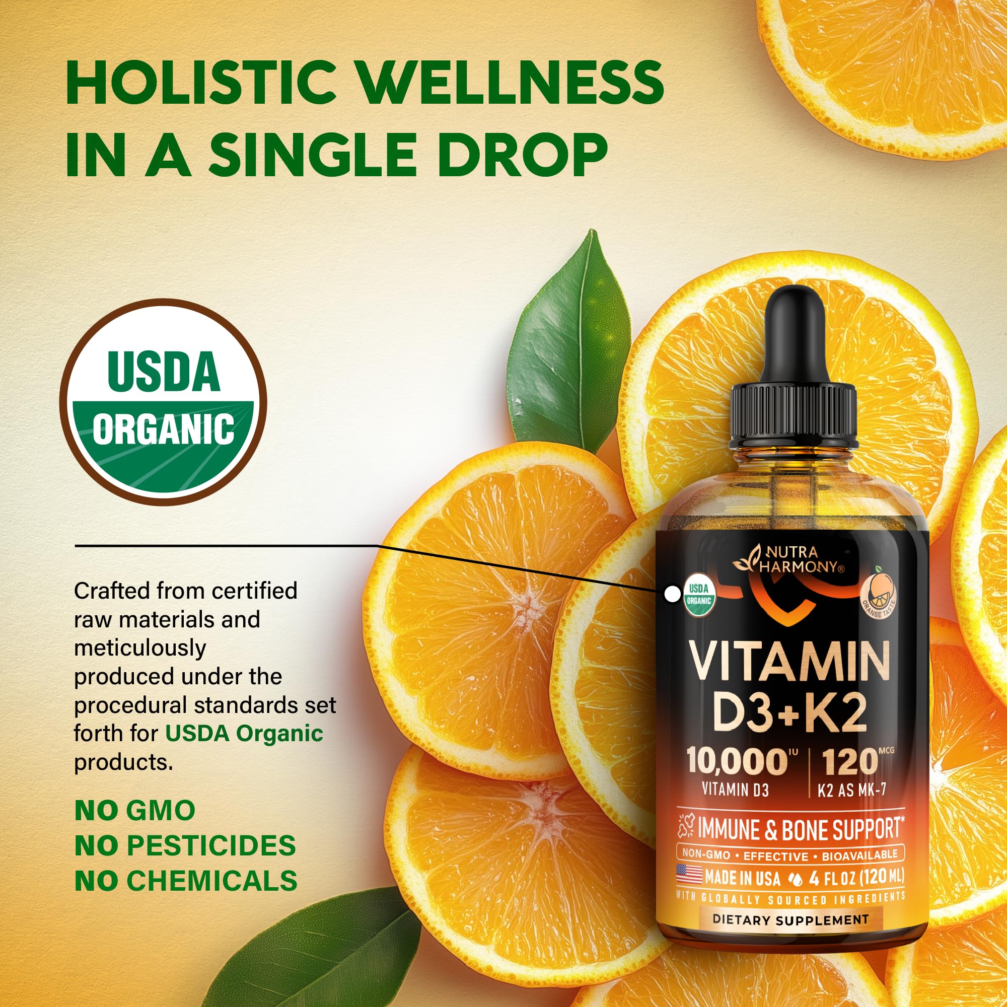 NUTRAHARMONY Vitamin D3 + K2 Drops dropper close-up