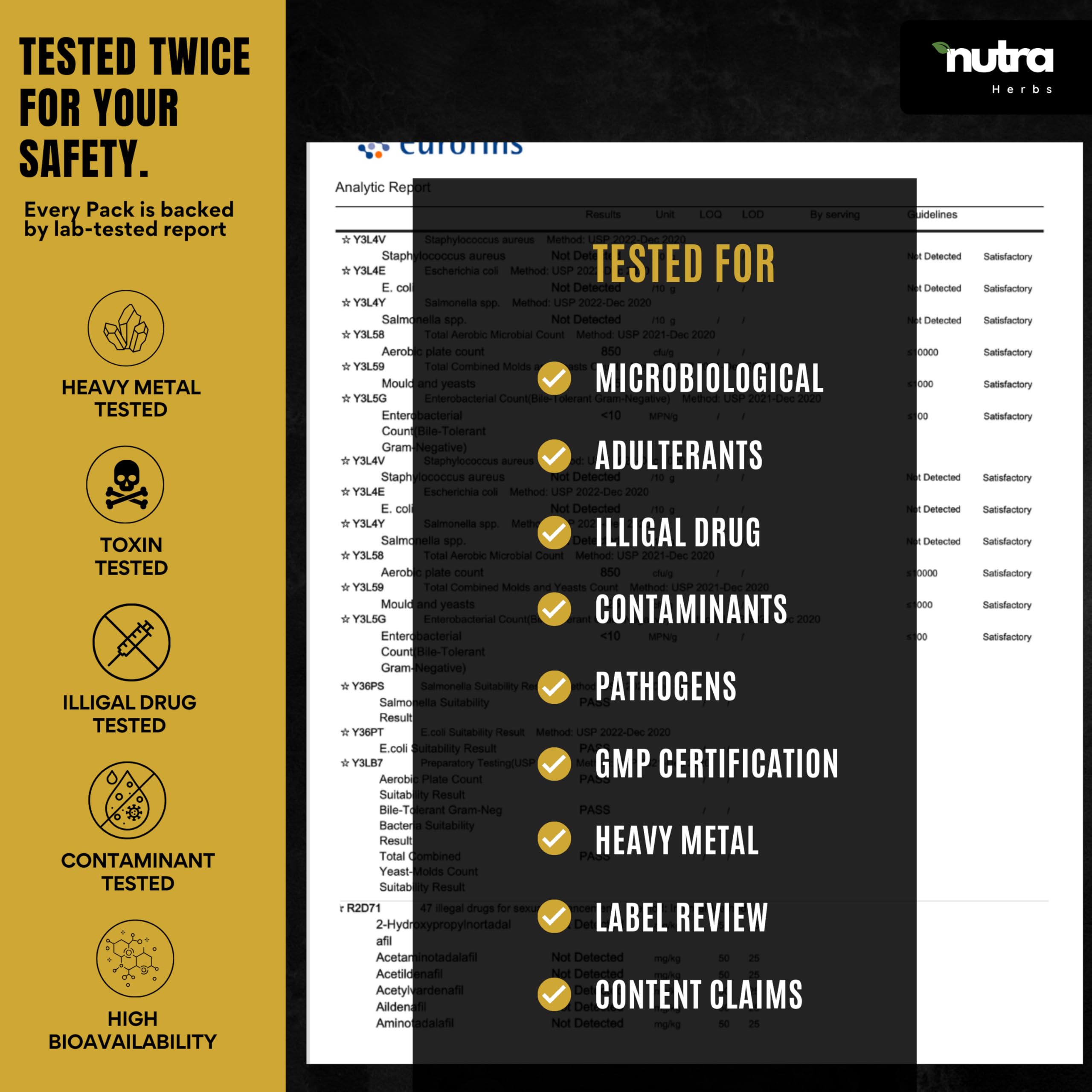 NutraHerbs Horny Goat Weed Supplement packaging details