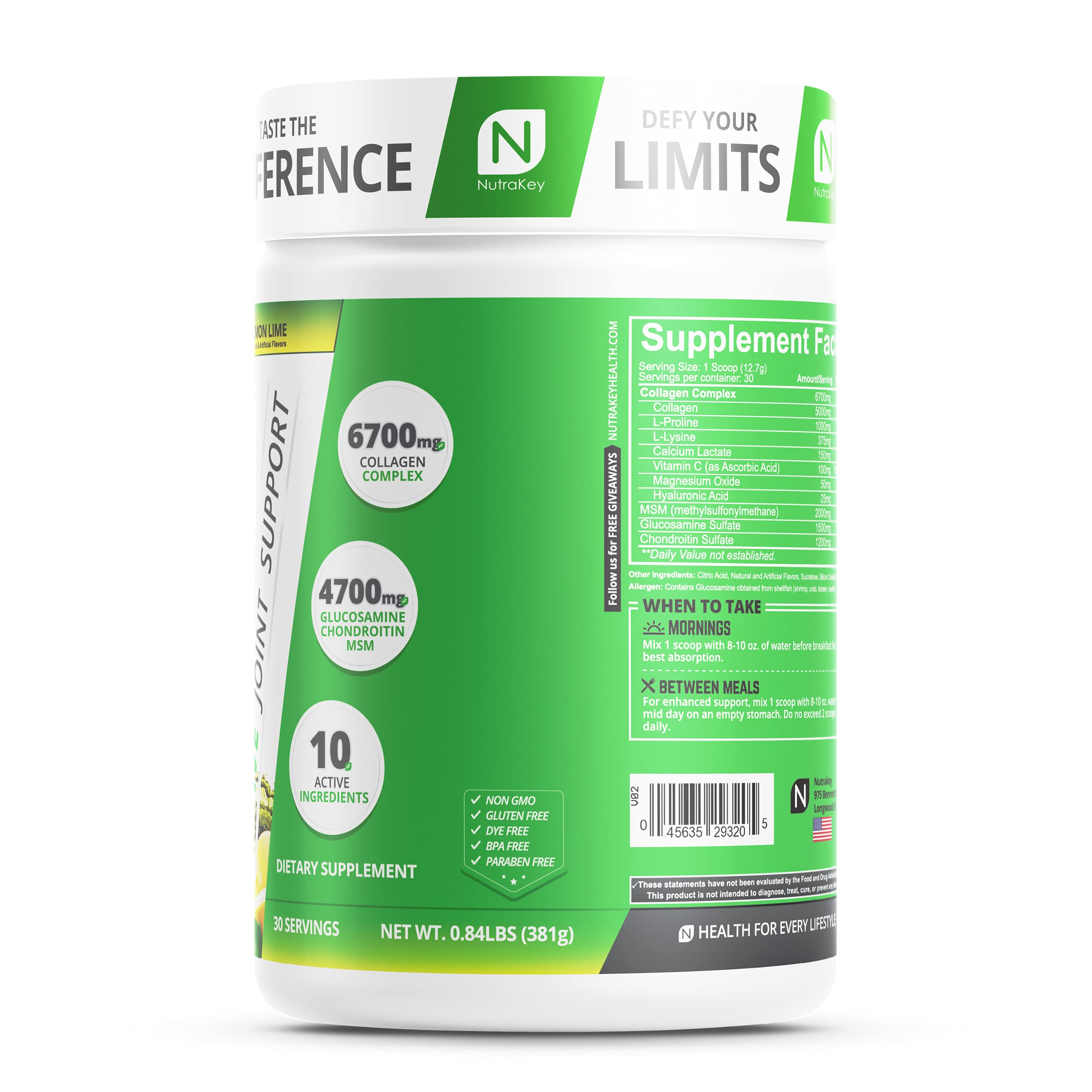 NutraKey Innoflex Chondroitin Powder 200g back view