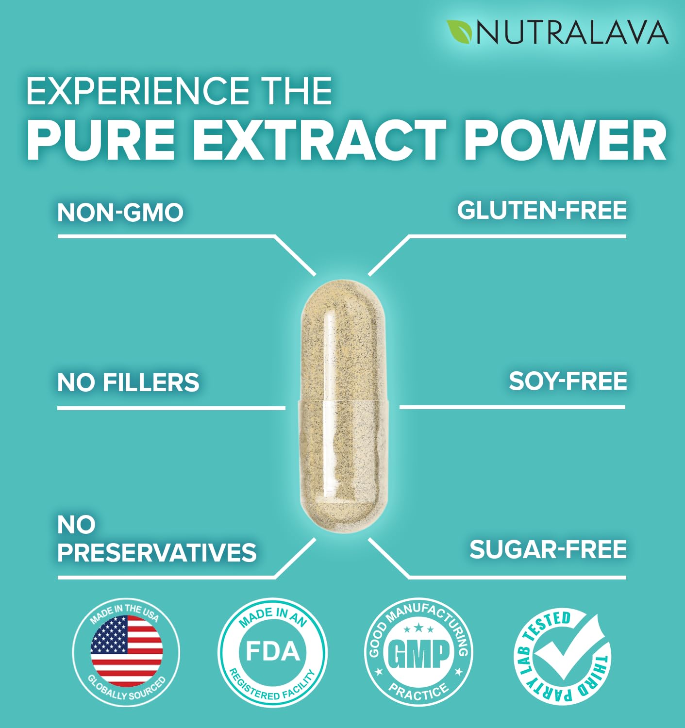 NUTRALAVA Sea Moss Capsules side view with label