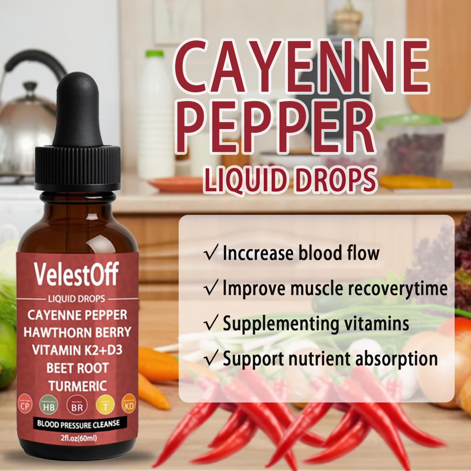 Nutralis Cayenne Pepper Hawthorn Beet Root Drops in a lifestyle setting
