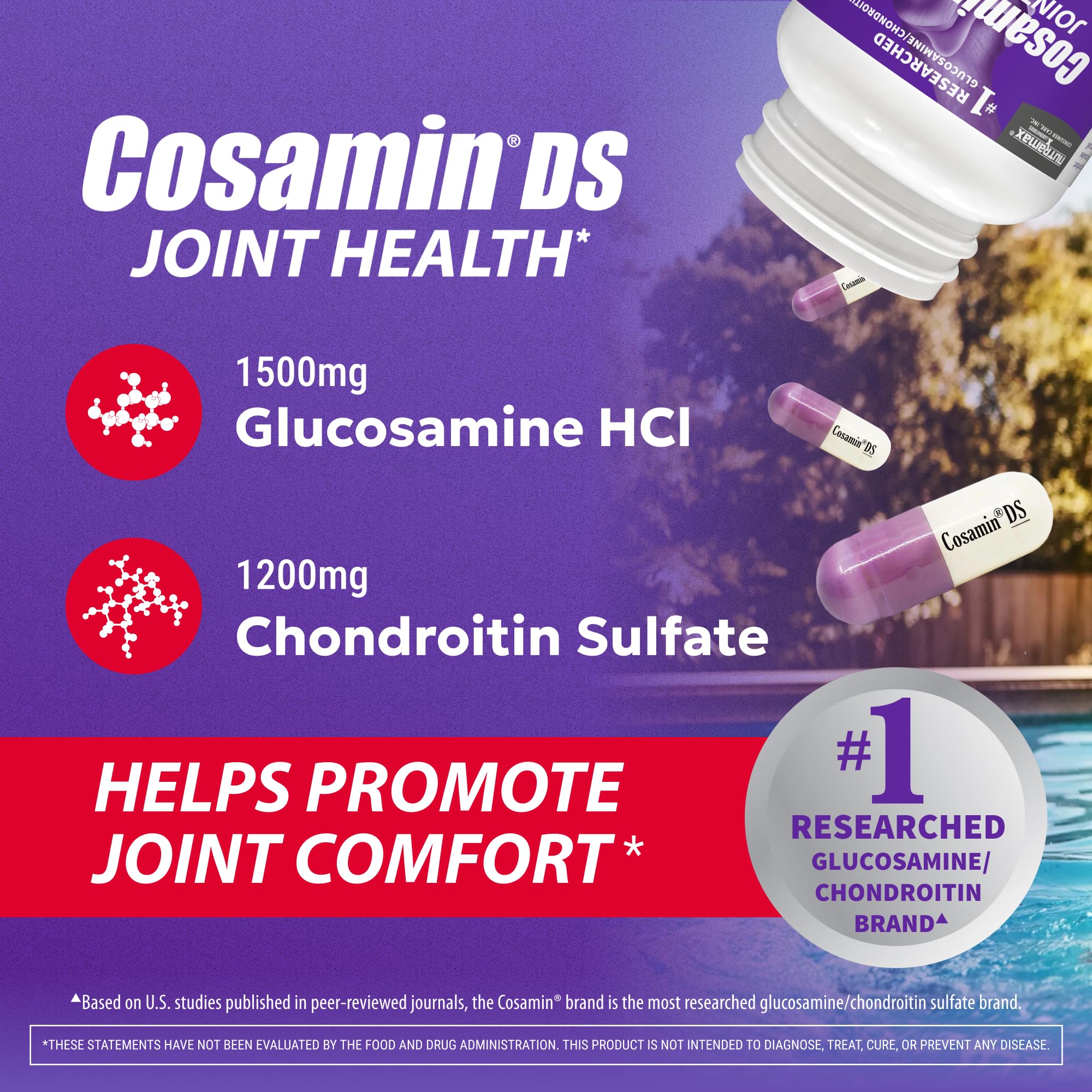 Nutramax Laboratories Cosamin DS Joint Health Supplement side view