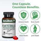 NutraMedix Antarctic Krill Oil softgels with nutritional information