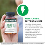 NutraMedix B12 Methylcobalamin Capsules open bottle with capsules