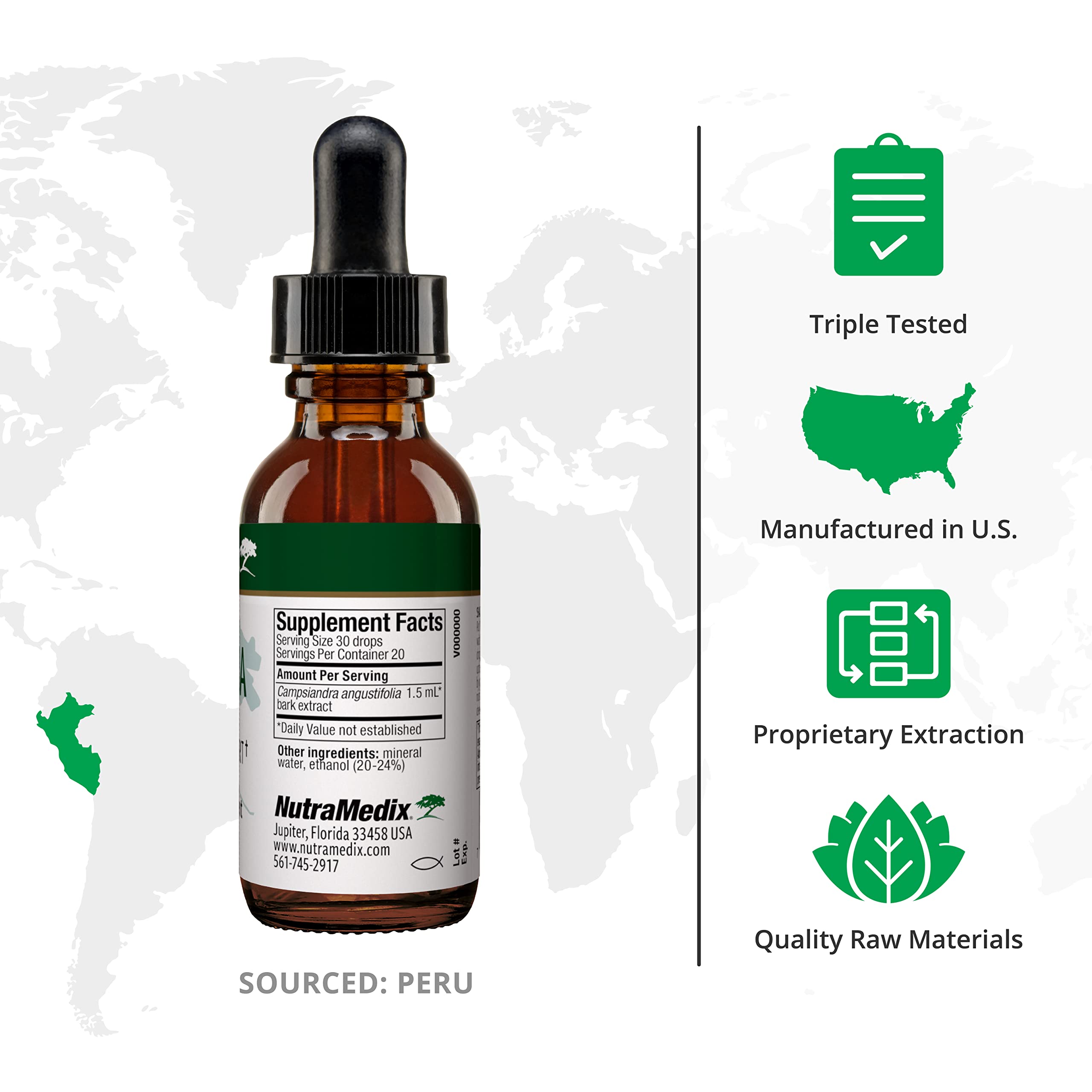 NutraMedix Cumanda Liquid Extract 500g bottle side view
