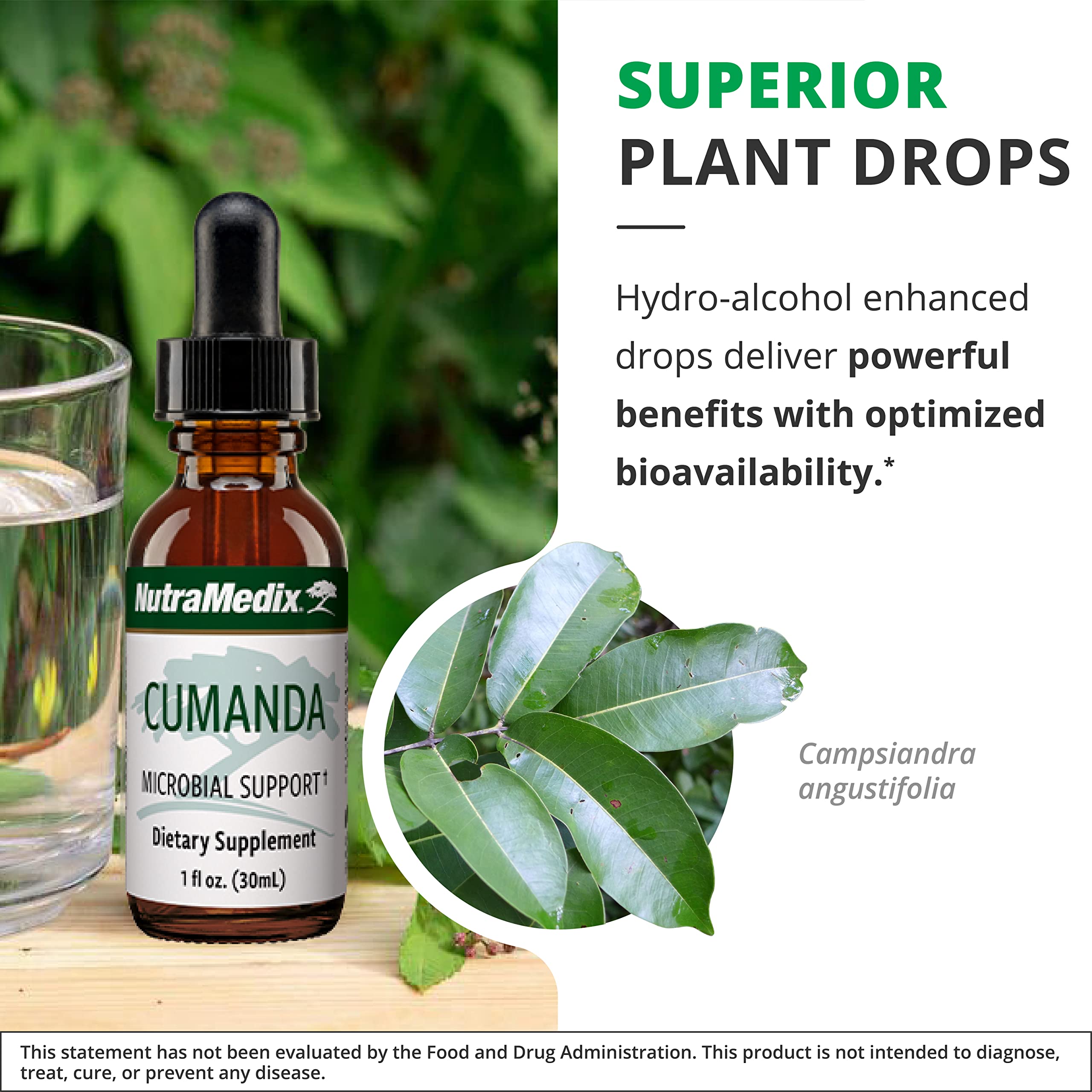 NutraMedix Cumanda Liquid Extract 500g in a glass of water