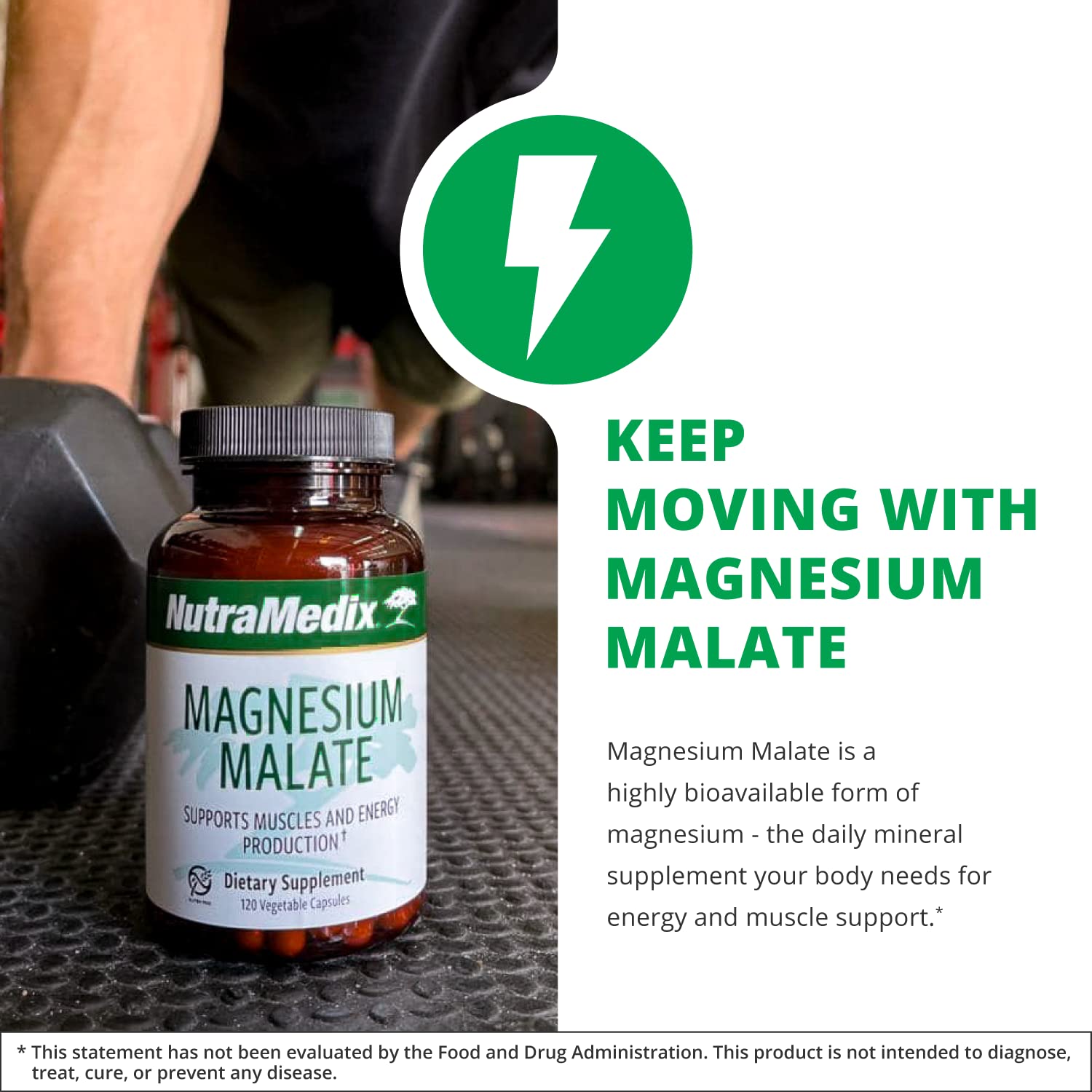 NutraMedix Magnesium Malate Supplement back view with ingredient list
