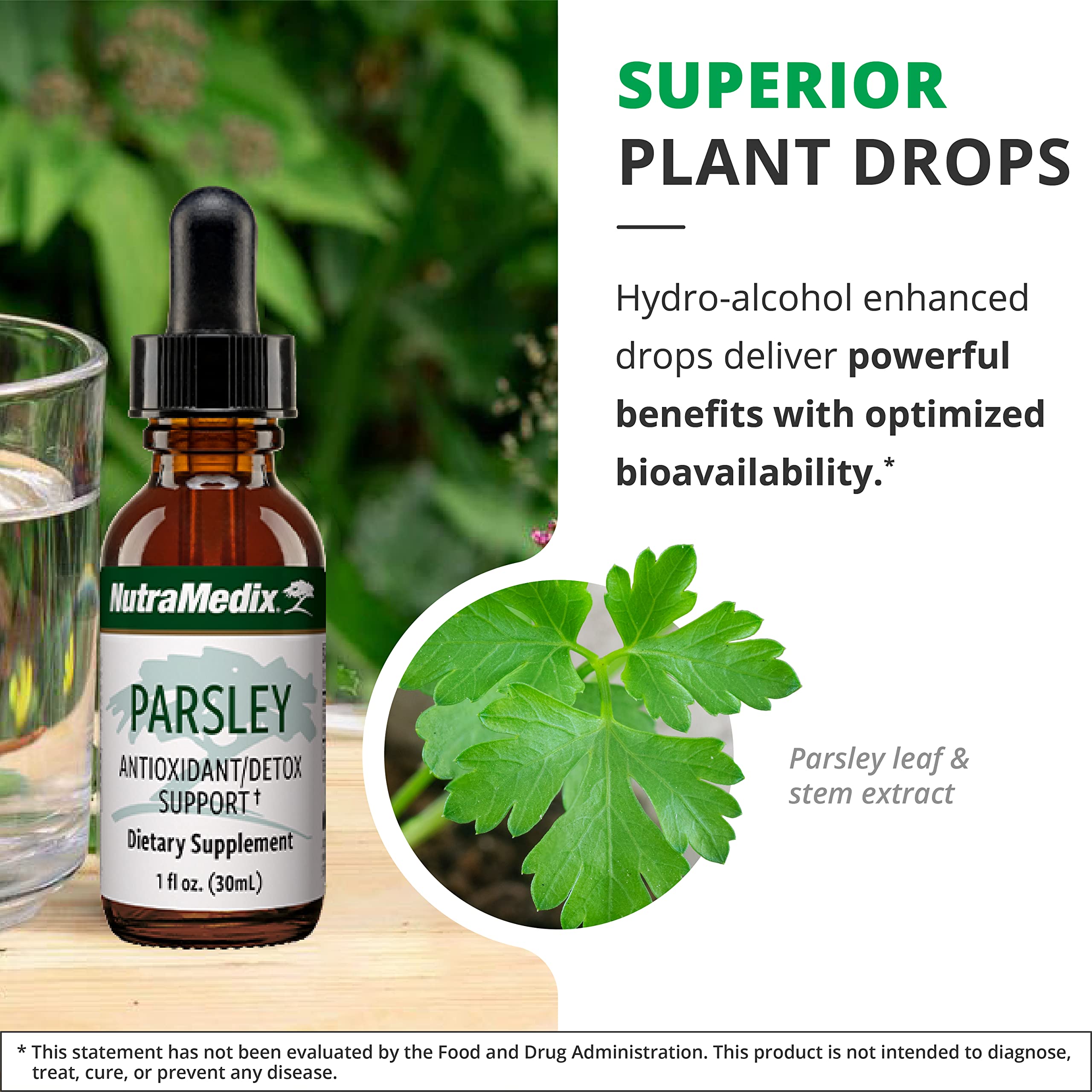 NutraMedix Parsley Liquid Drops 30g side view
