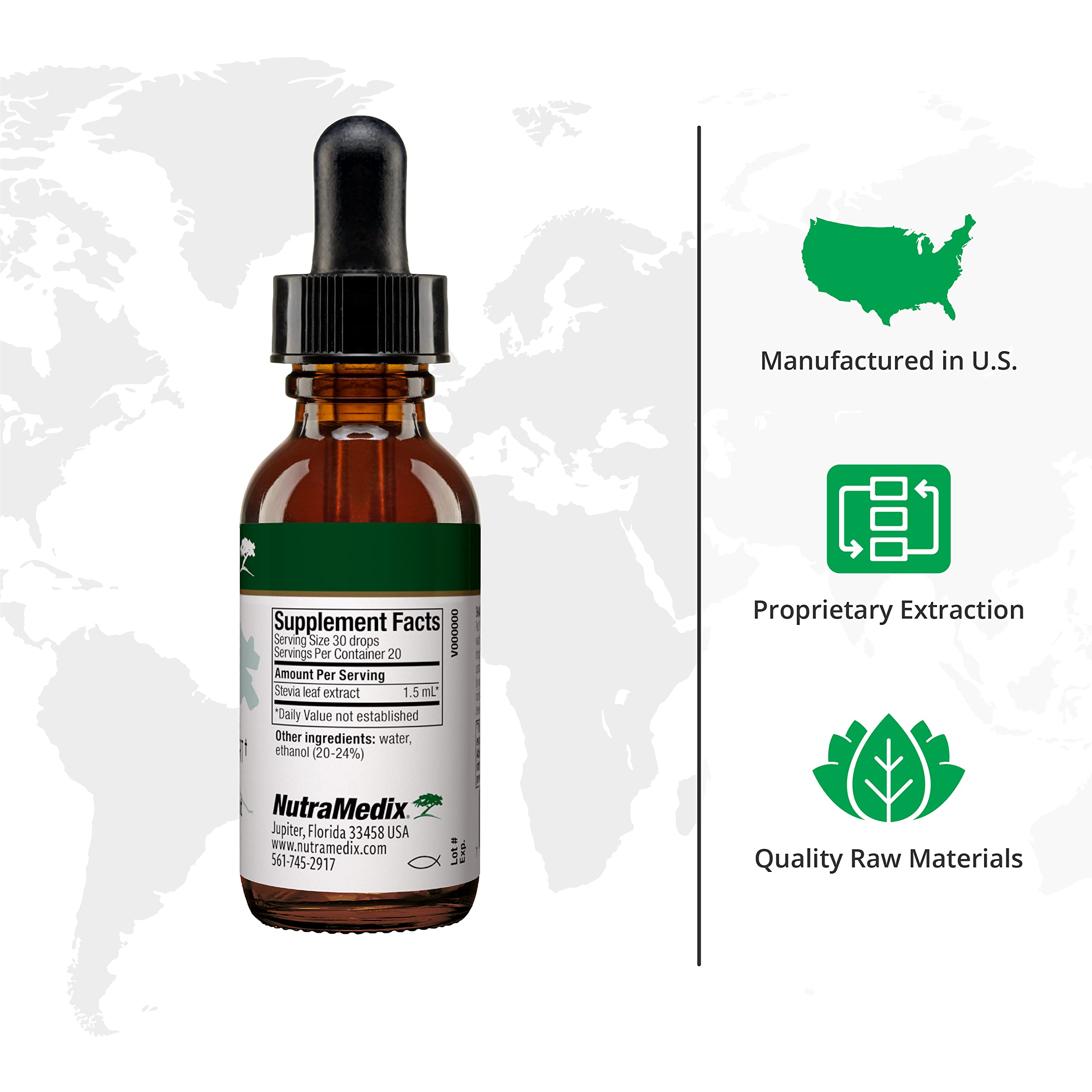 NutraMedix Stevia Liquid Drops 59g back view