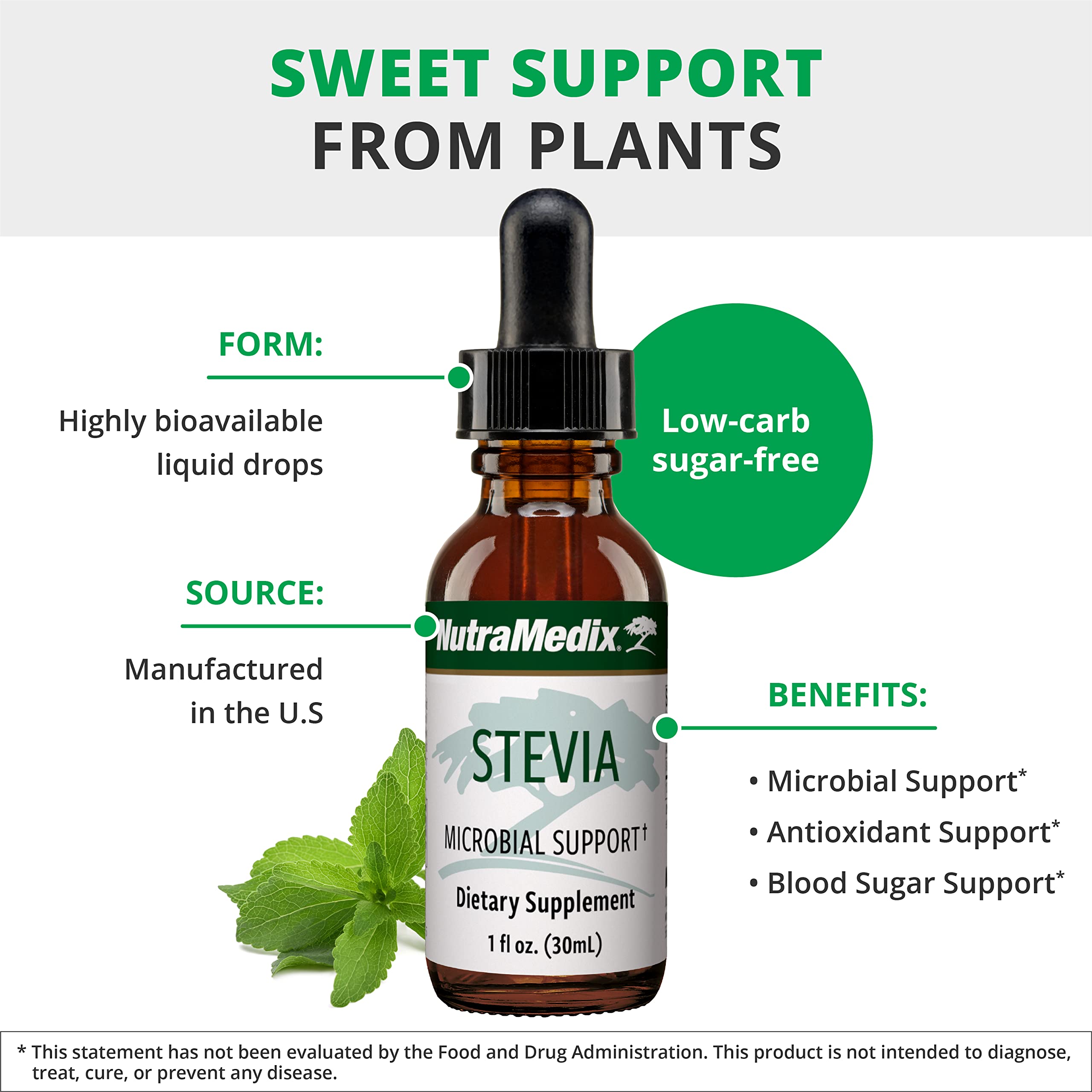 NutraMedix Stevia Liquid Drops 59g side view