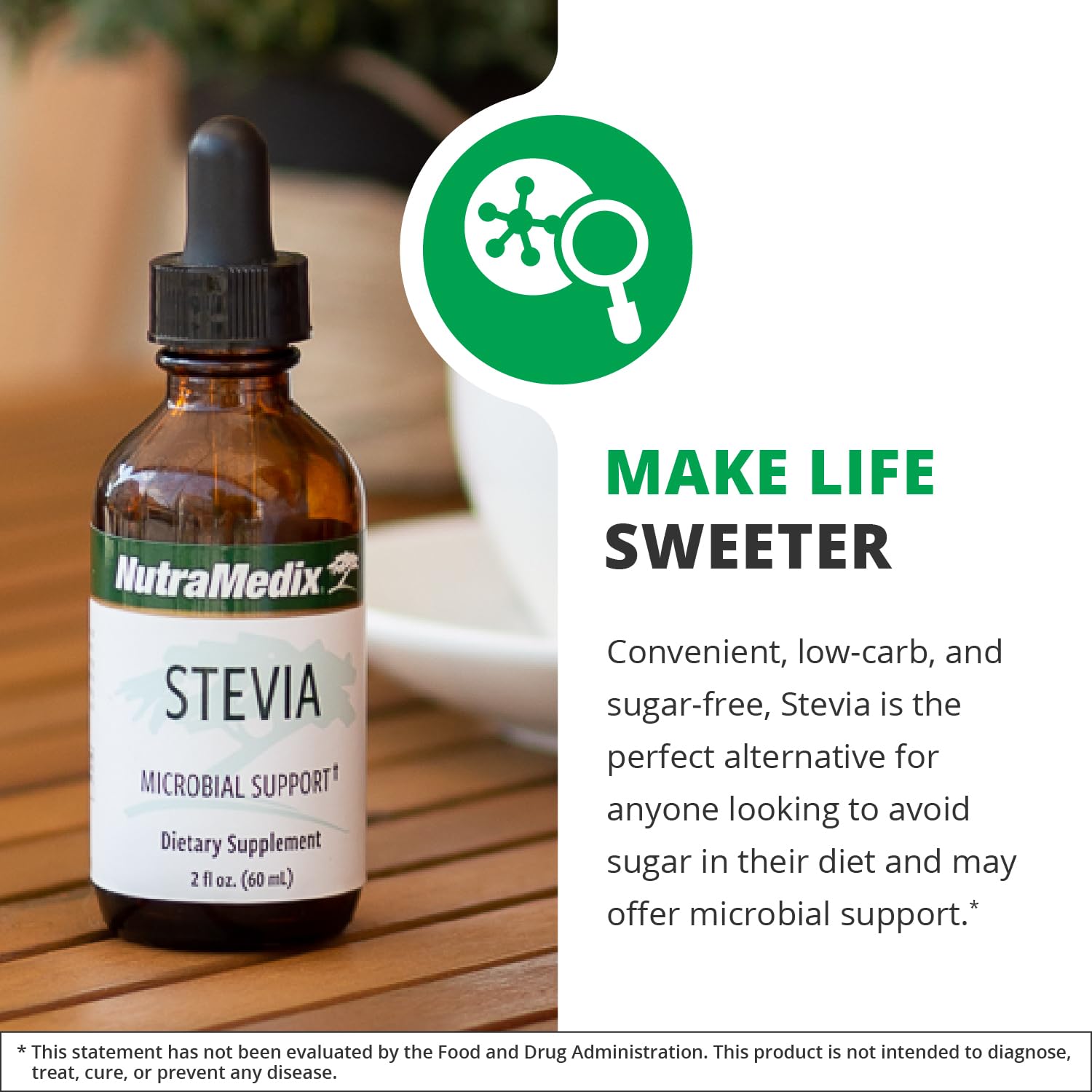 NutraMedix Stevia Liquid Drops 59g with measuring drops